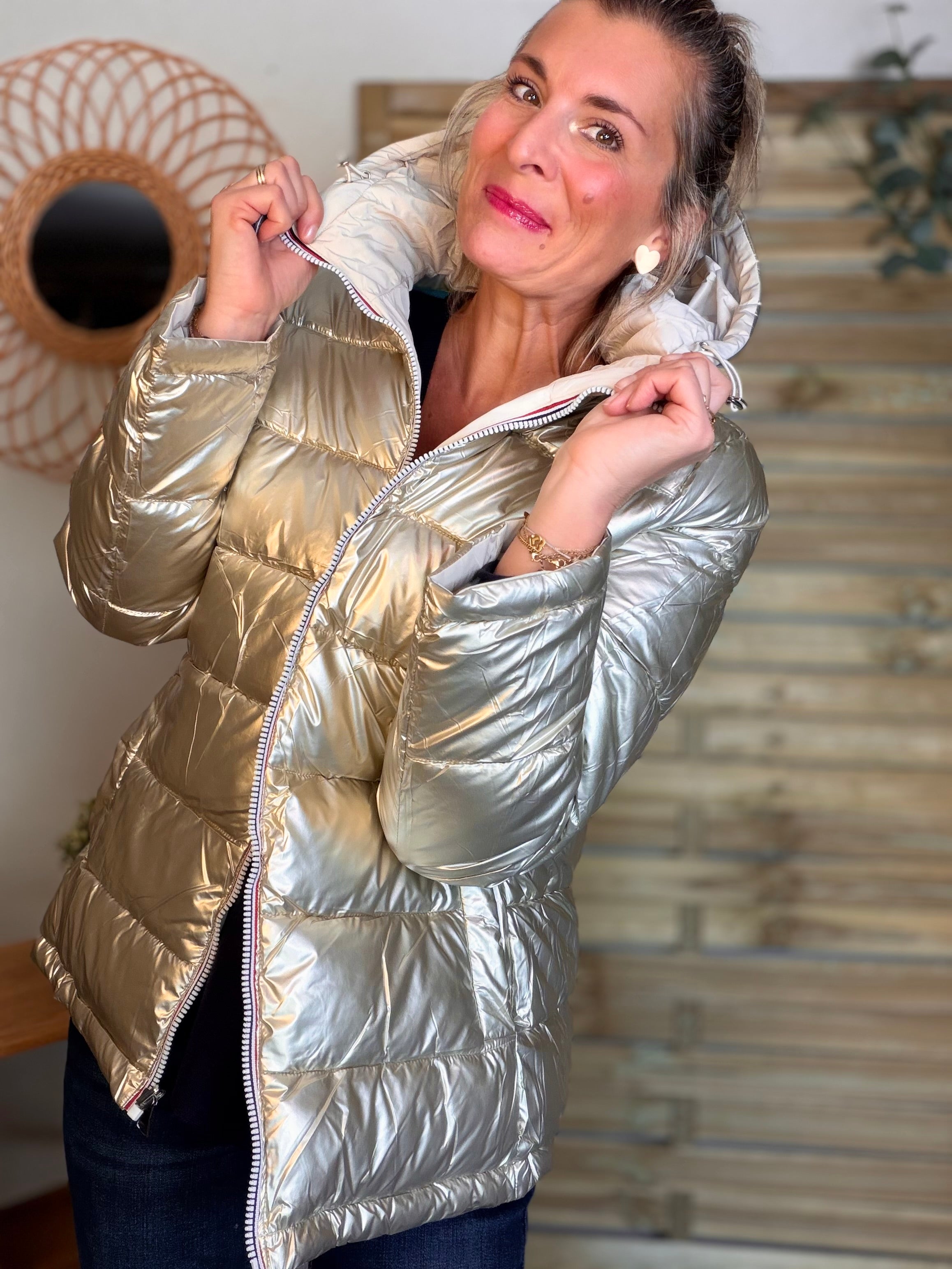 ⚡️PÉPITES FRIDAY - Doudoune imperméable réversible longue ANGÈLE COURT - Écru - MELYA MELODY