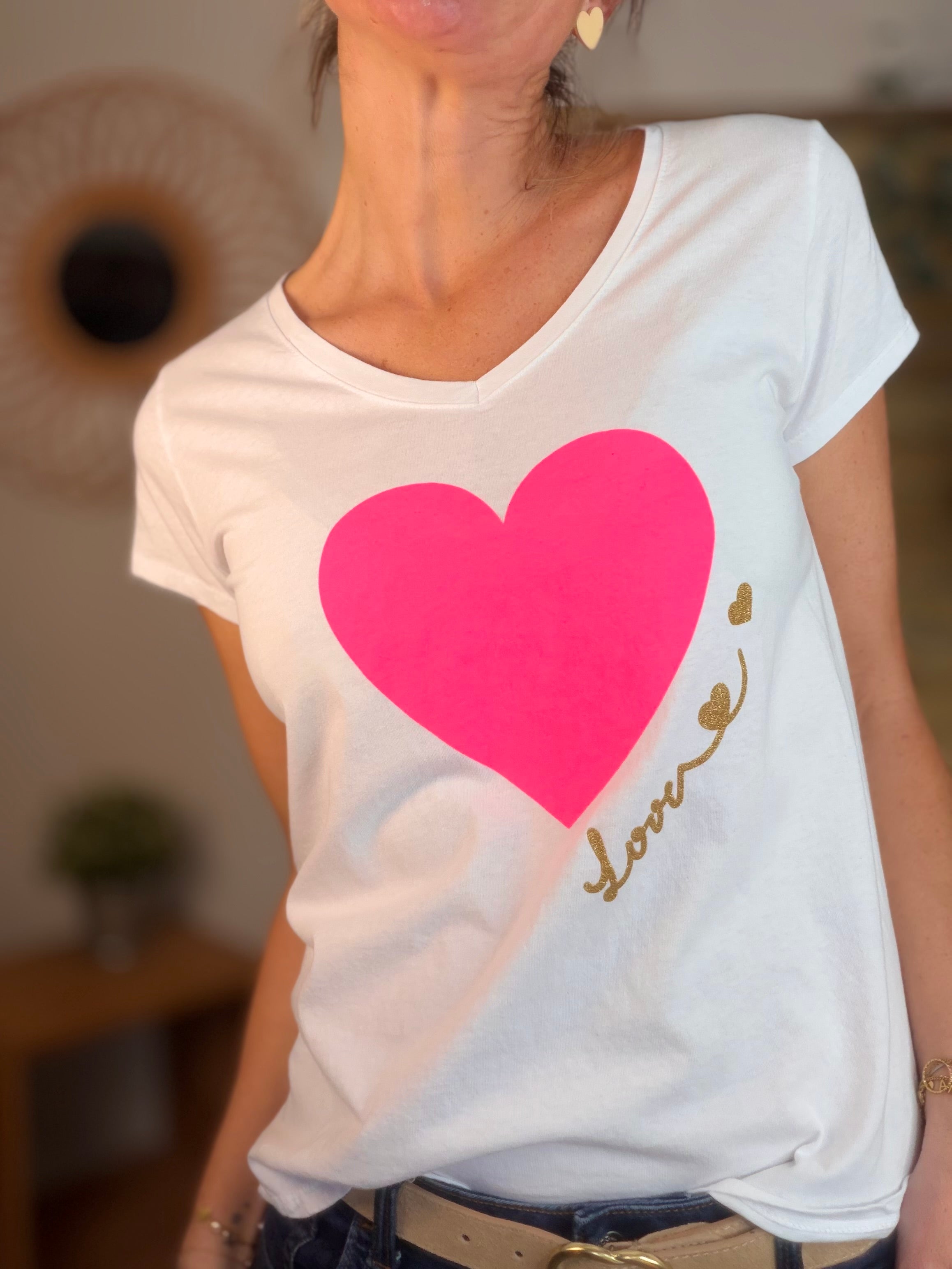 Tee shirt Gros Coeur Fuschia DAKOTA 🩷