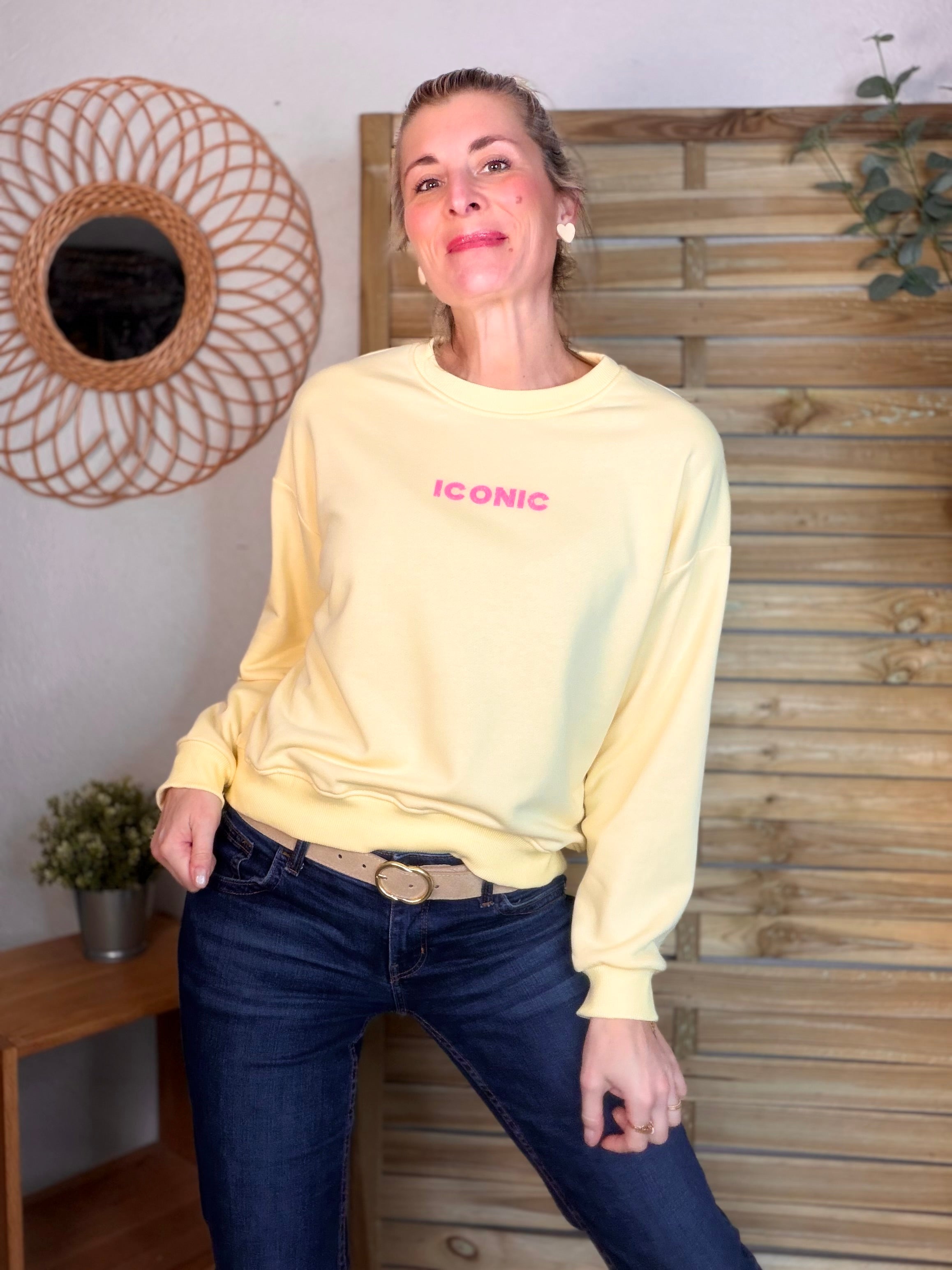 Sweat ICONIC COLINE - Jaune clair