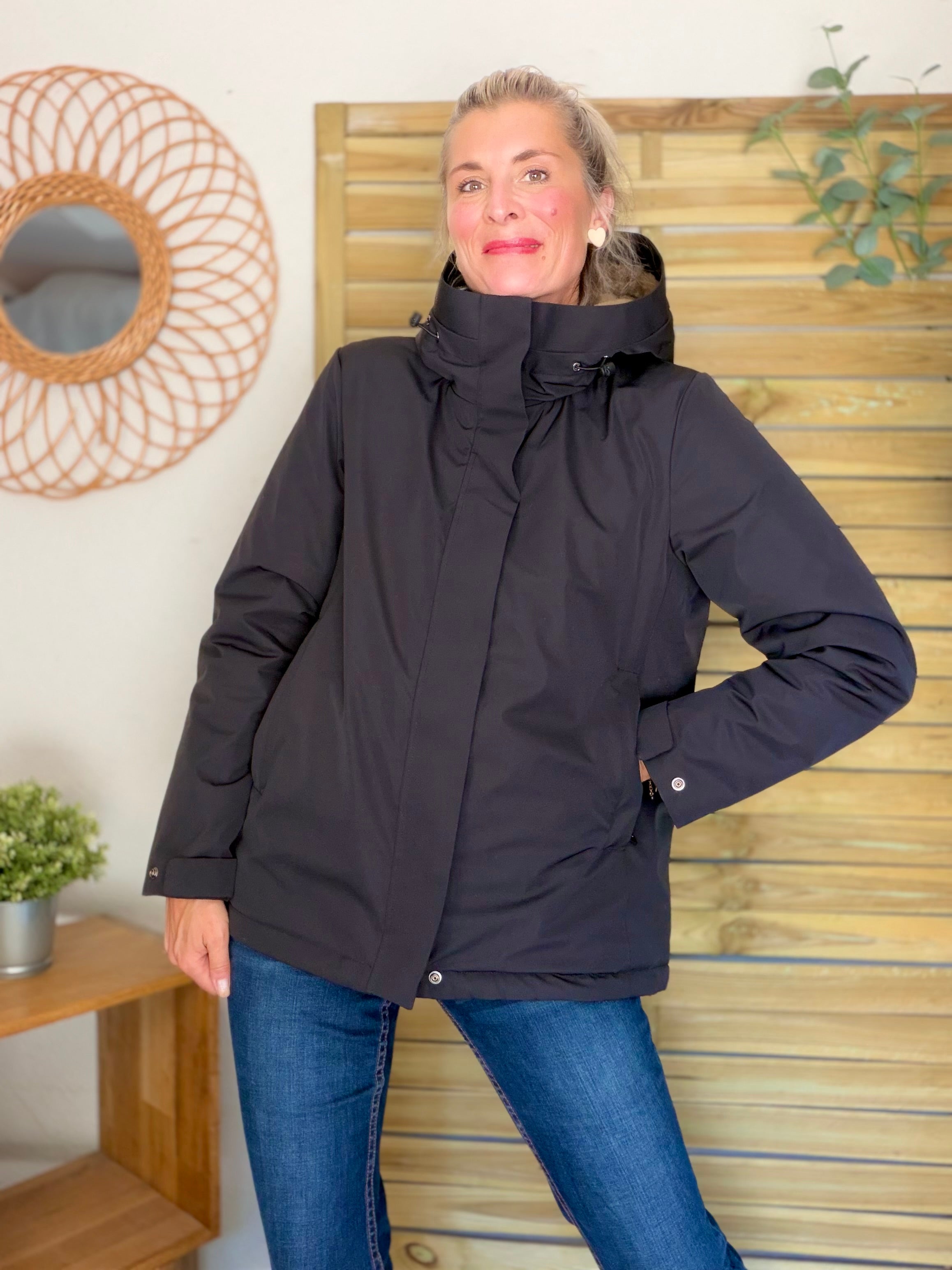 LAURA JO - Parka fourrée imperméable AMBRE MI-LONG - Noir / Camel