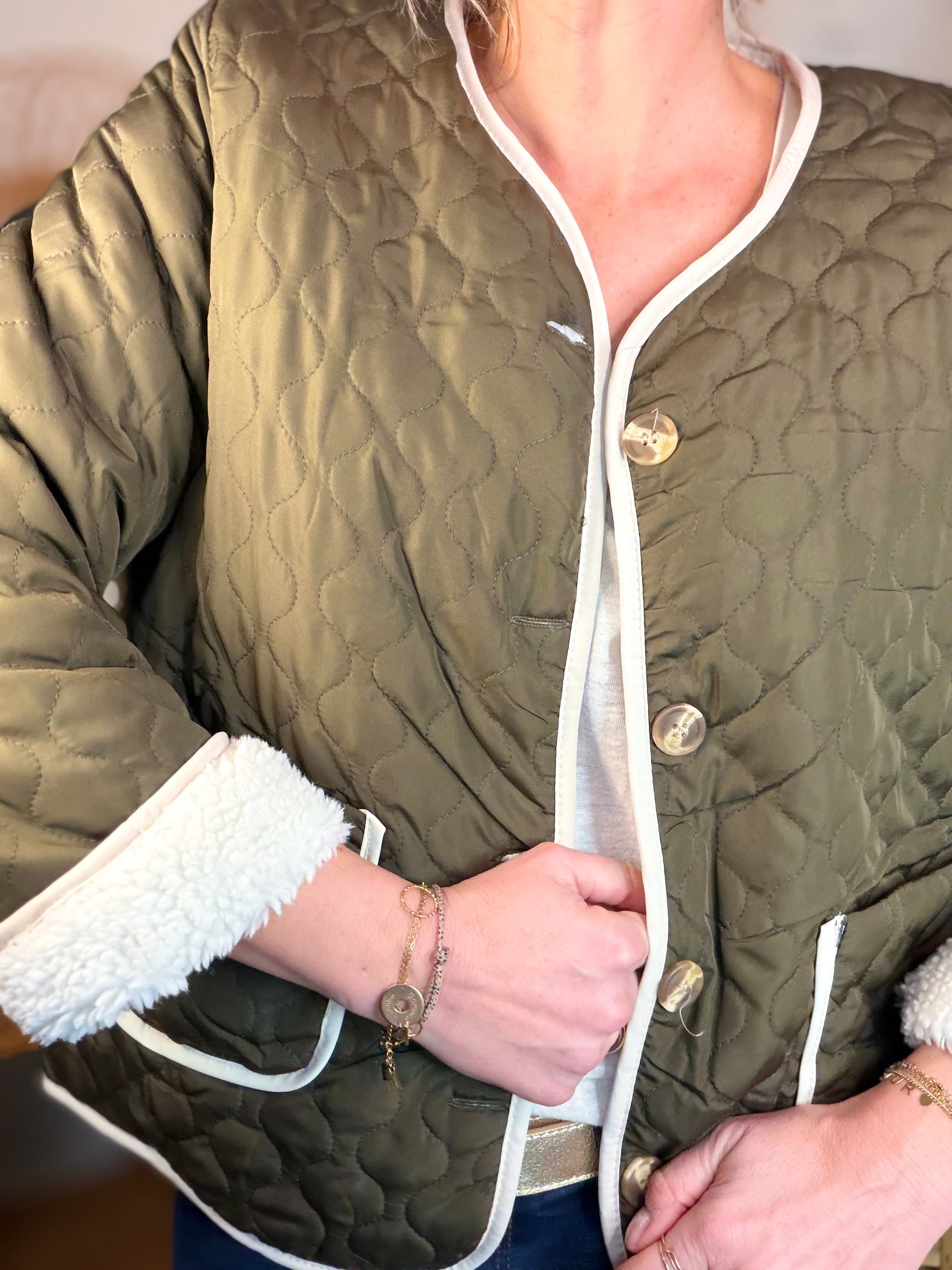 ⚡️ ARRIVAGE - Veste matelassée réversible Sherpa NOÉMIE Kaki