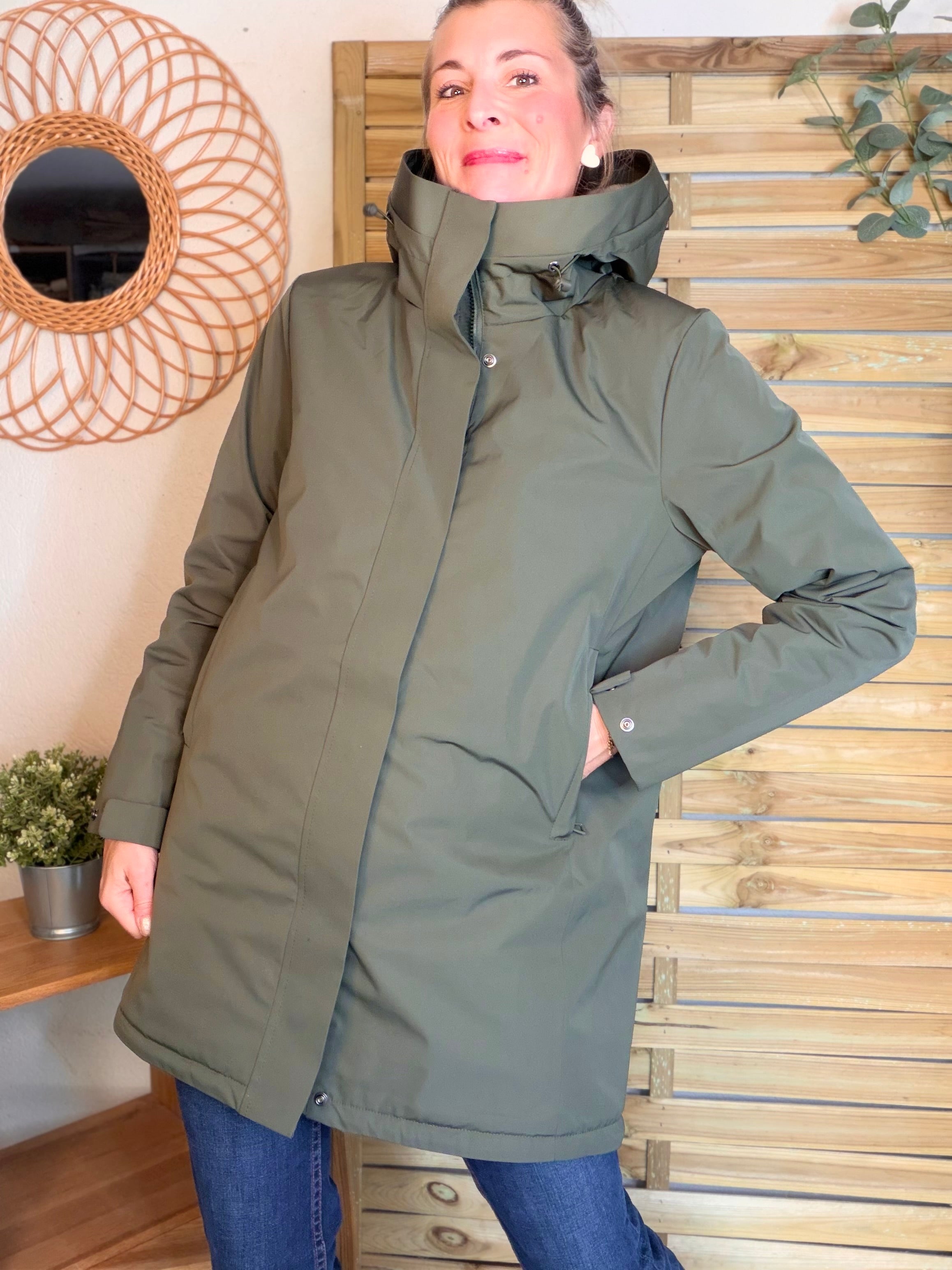 Parka fourrée imperméable AMBRE - Kaki / Beige - LAURA JO