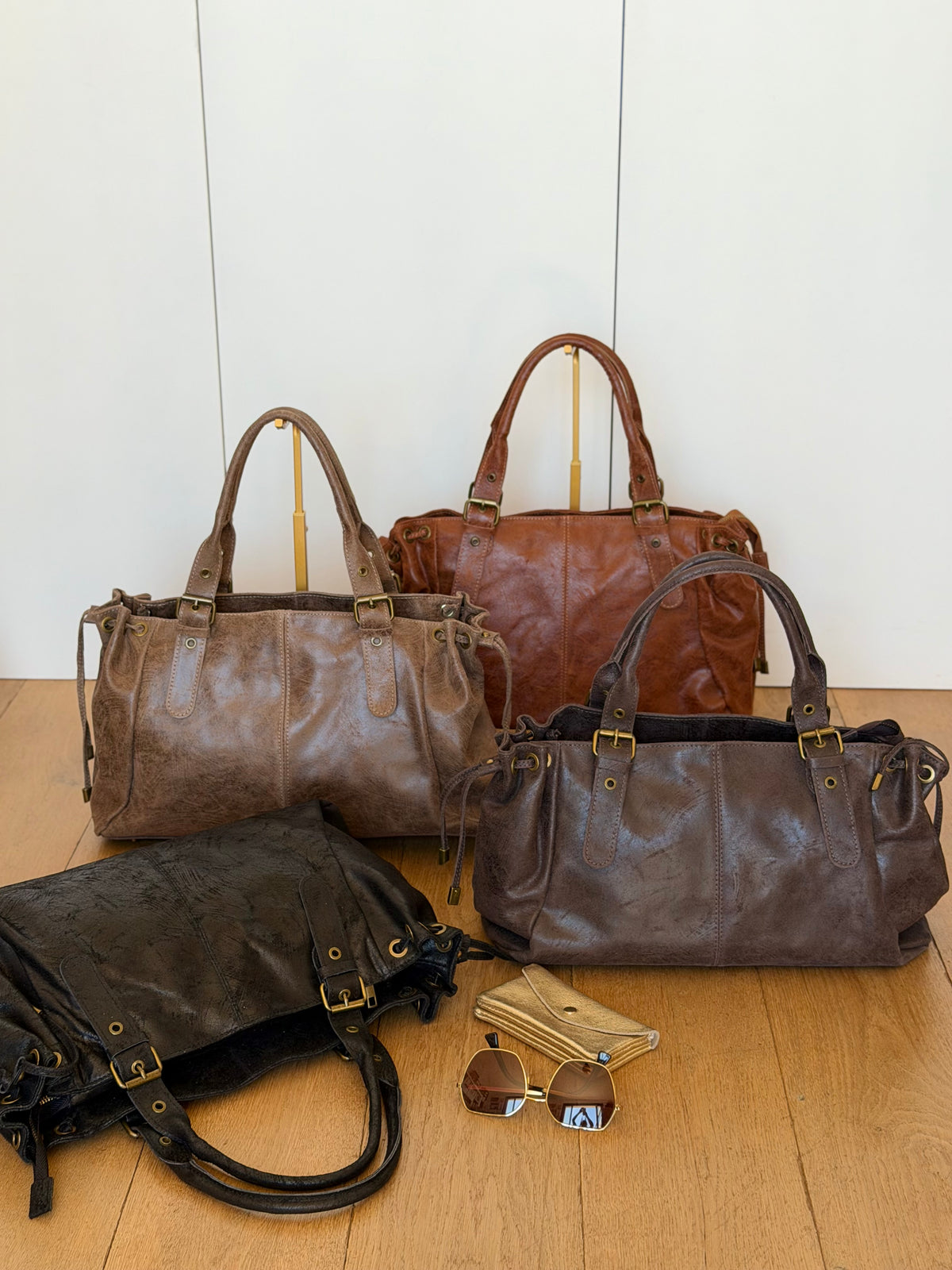 Sac cabas XL en cuir vieilli • COOPER Camel