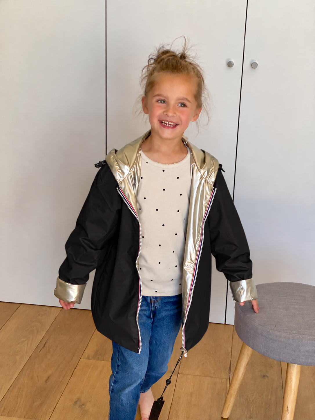 Imperméable réversible rembourré LOUISON KIDS enfant (mixte) - Noir / Doré
