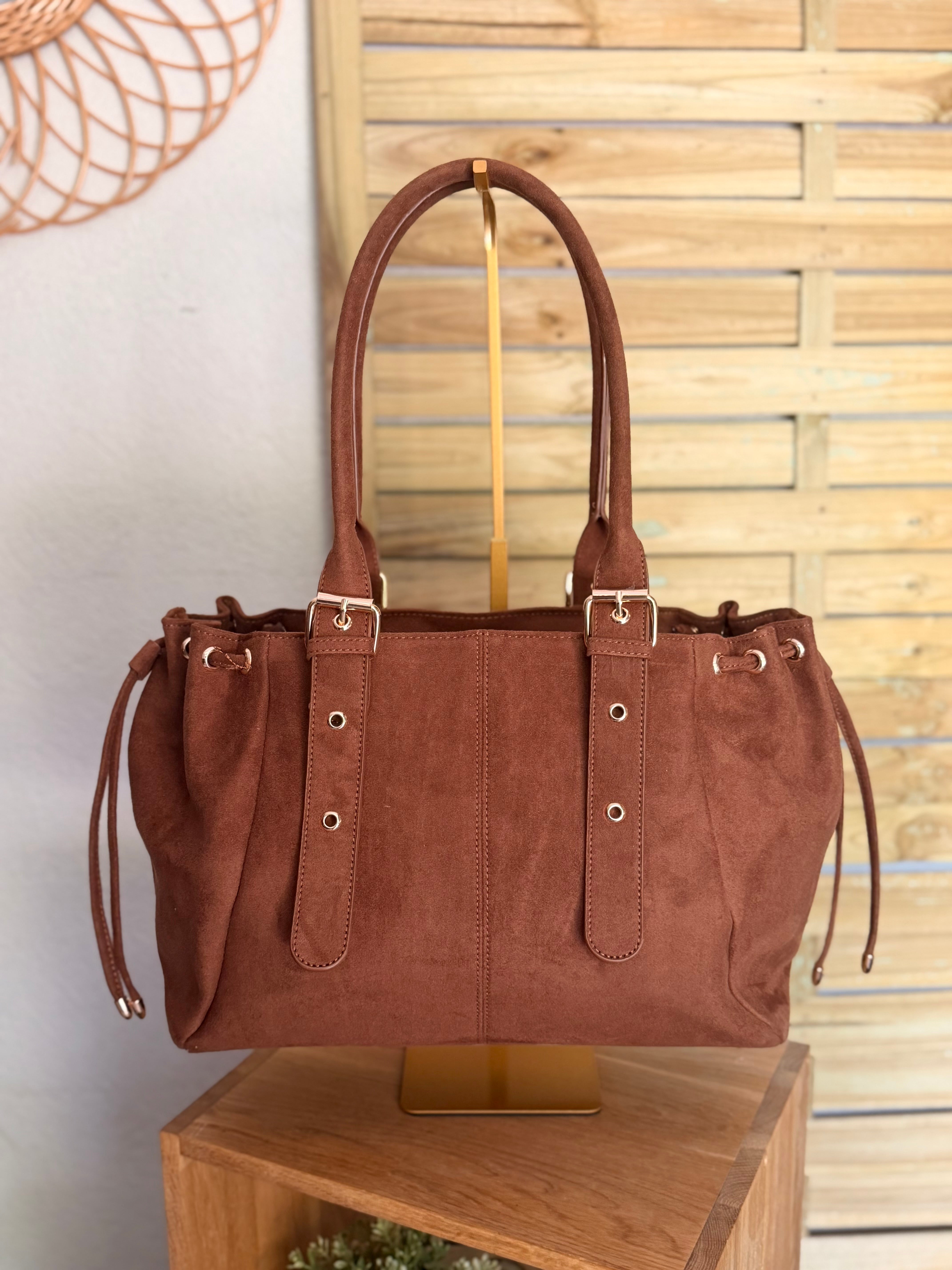 Sac cabas XL simili daim CLÉO Camel
