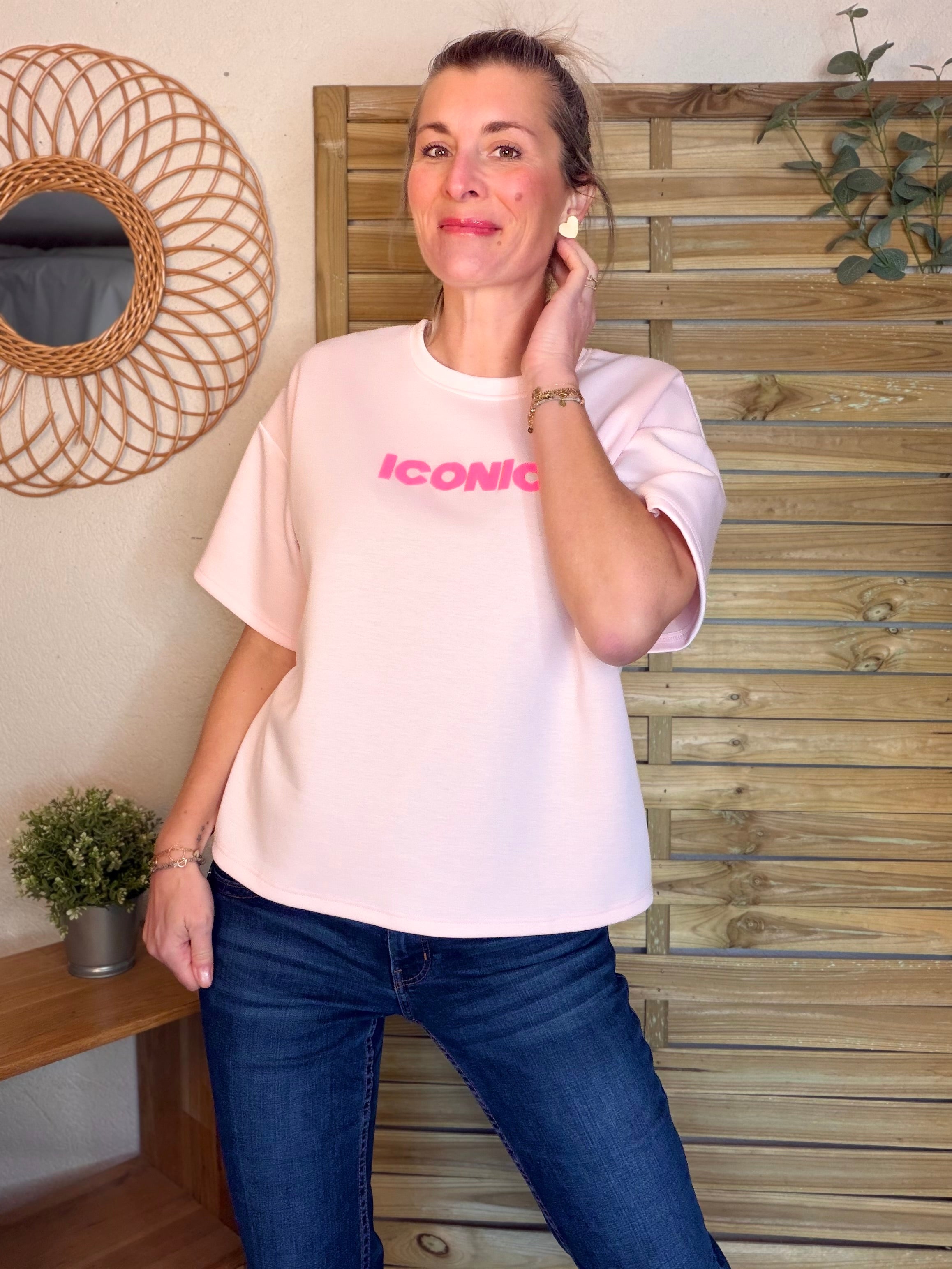Tee shirt ICONIC - THÉA Rose clair