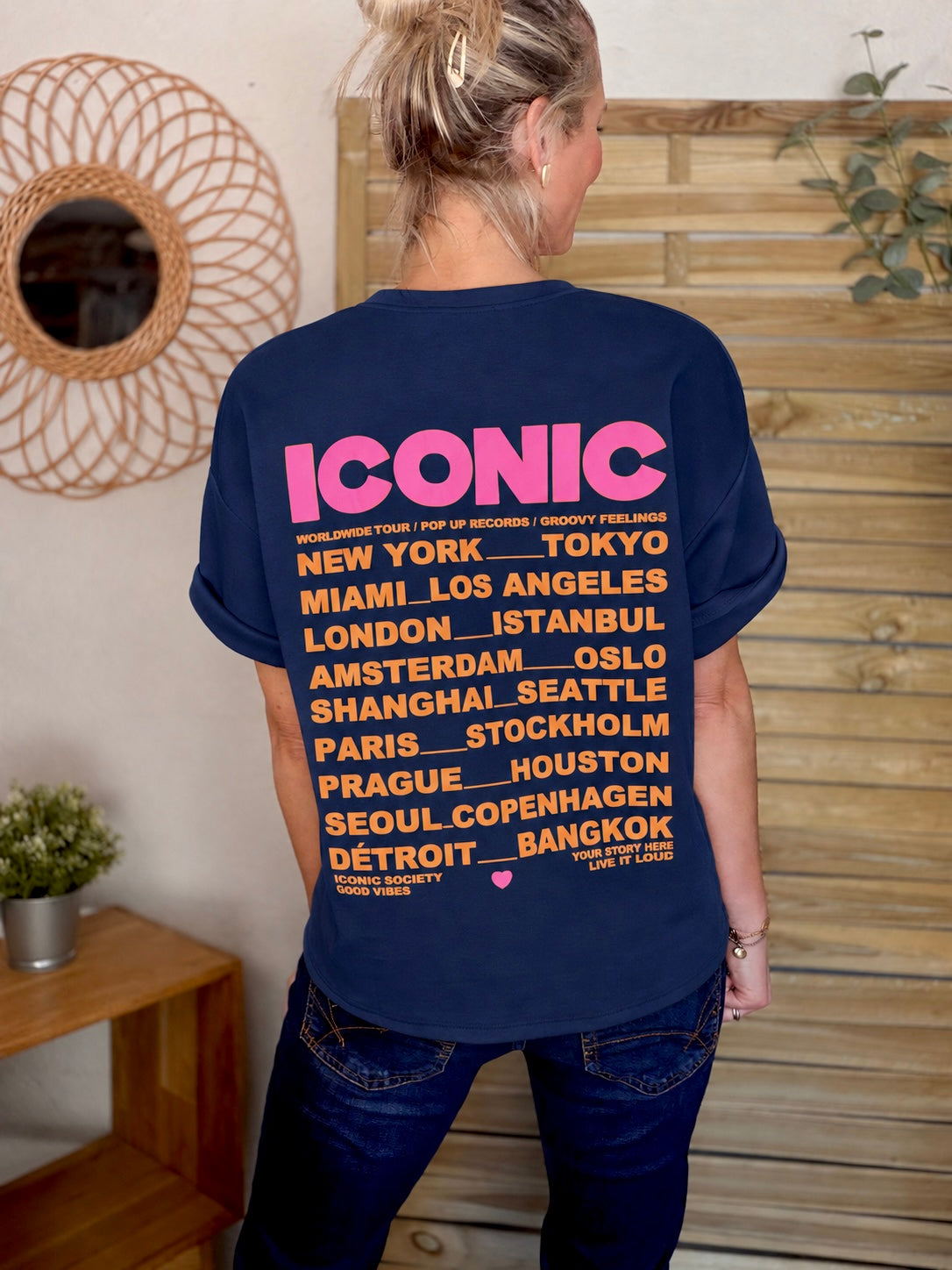 Tee shirt ICONIC matière sweat - THÉA Bleu marine