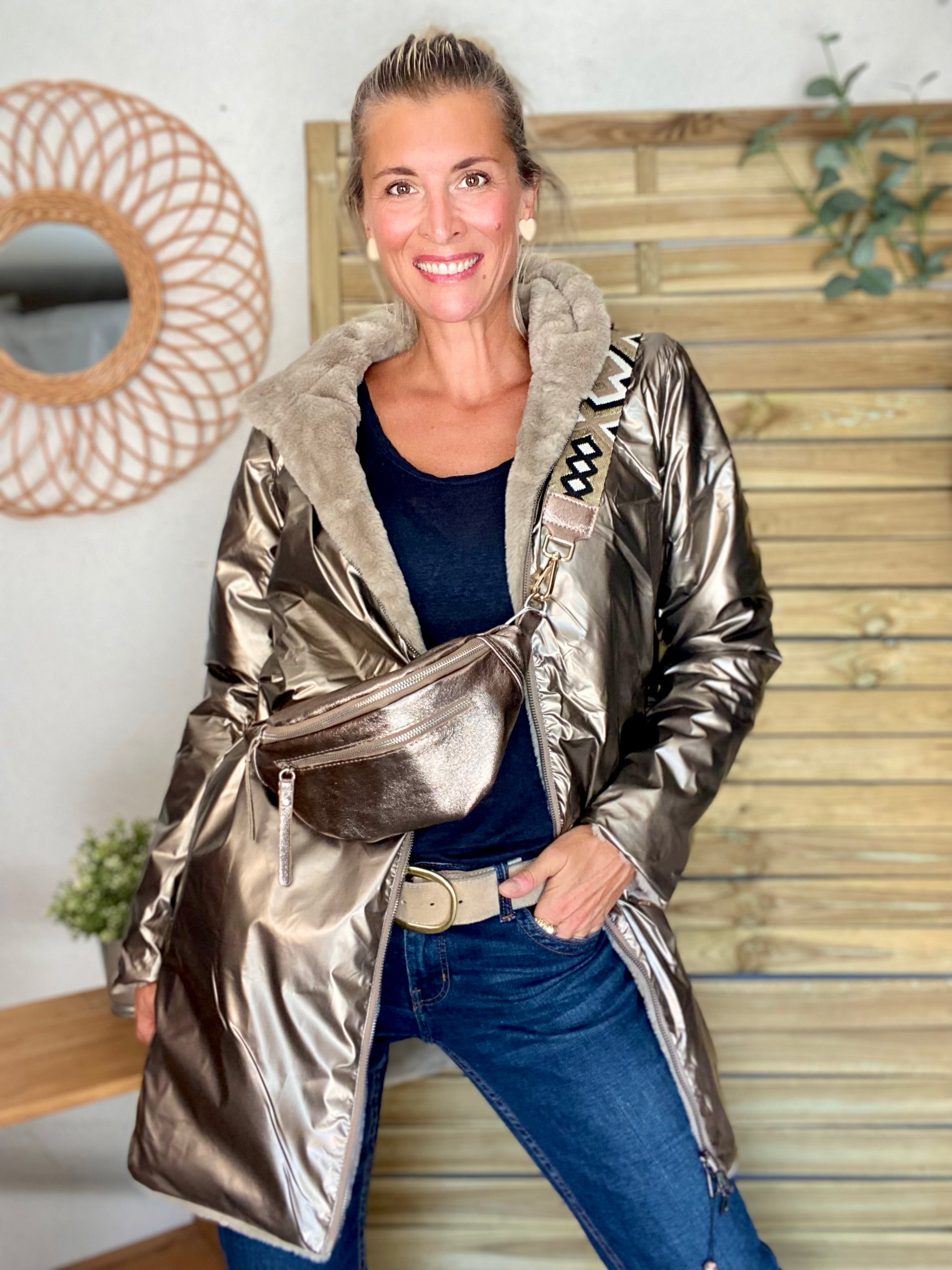 Parka Imperméable réversible fourrée Bronze / Beige ALIX - LAURA JO