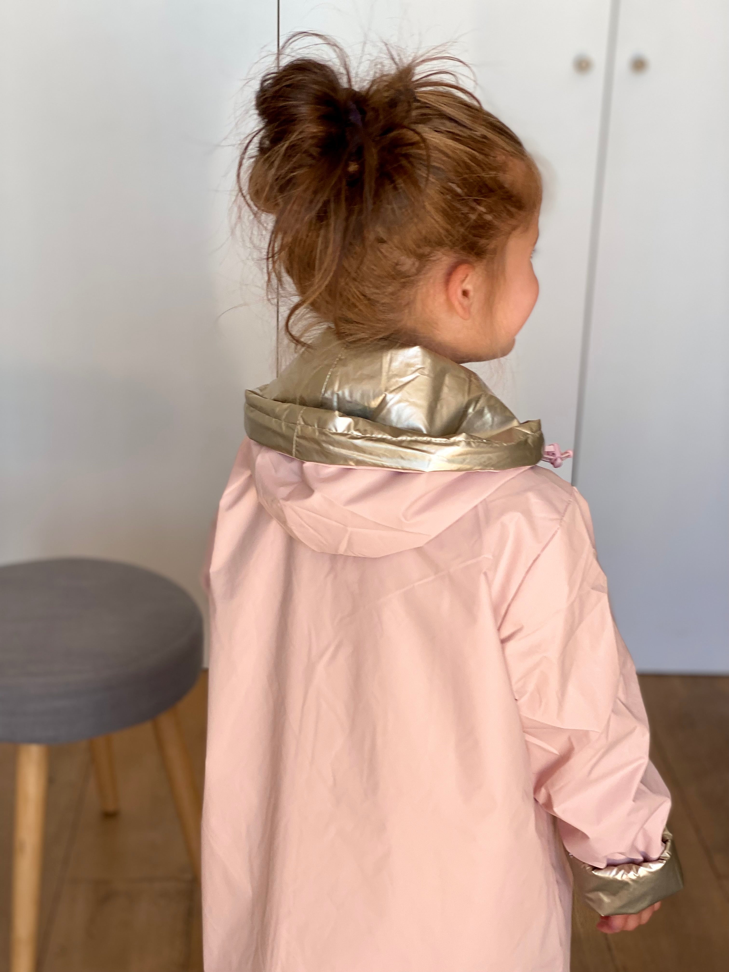 Imperméable réversible rembourré LOUISON KIDS enfant (mixte) - Rose clair / Doré