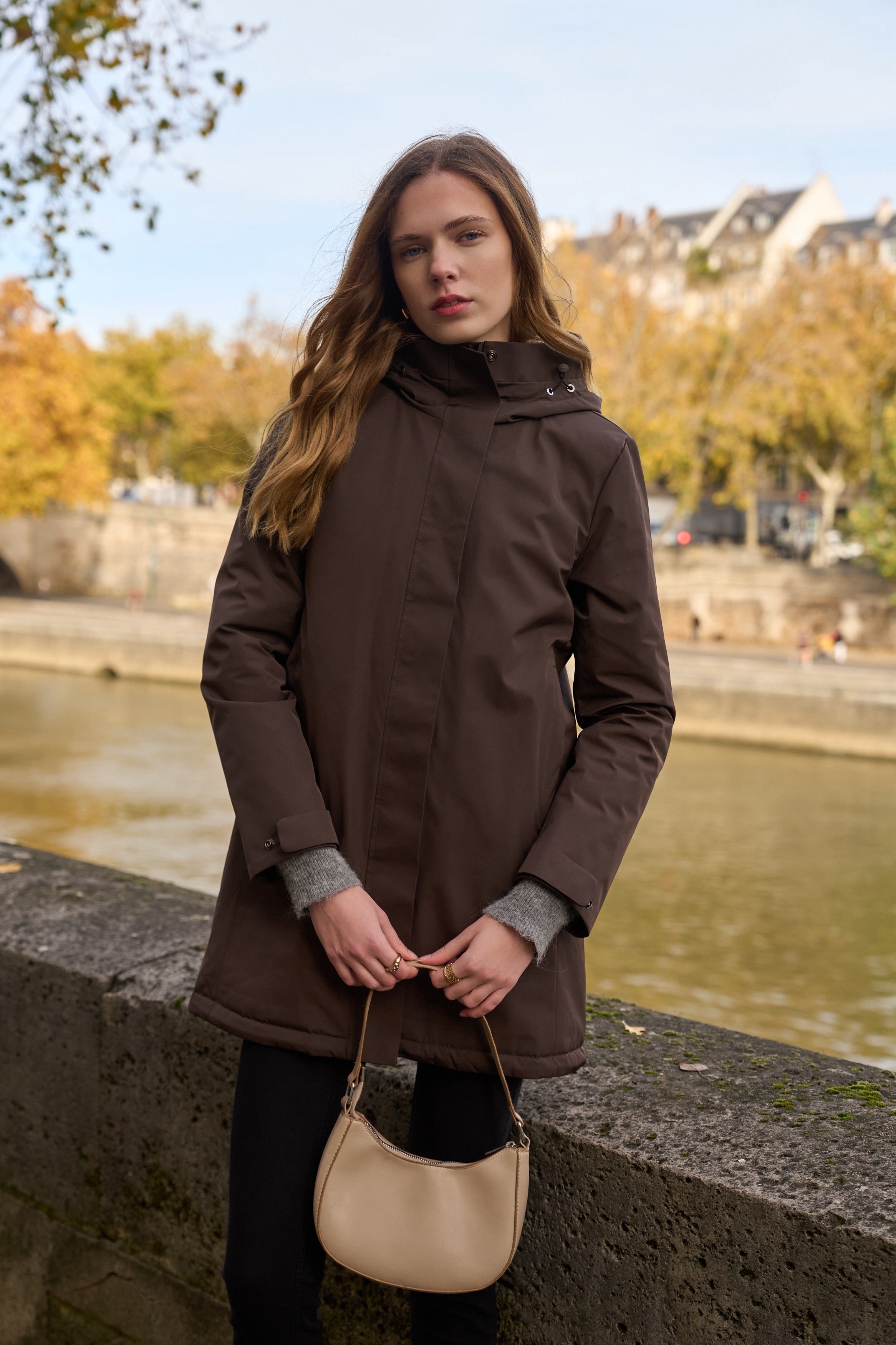 Parka fourrée imperméable AMBRE - Chocolat / Beige - LAURA JO