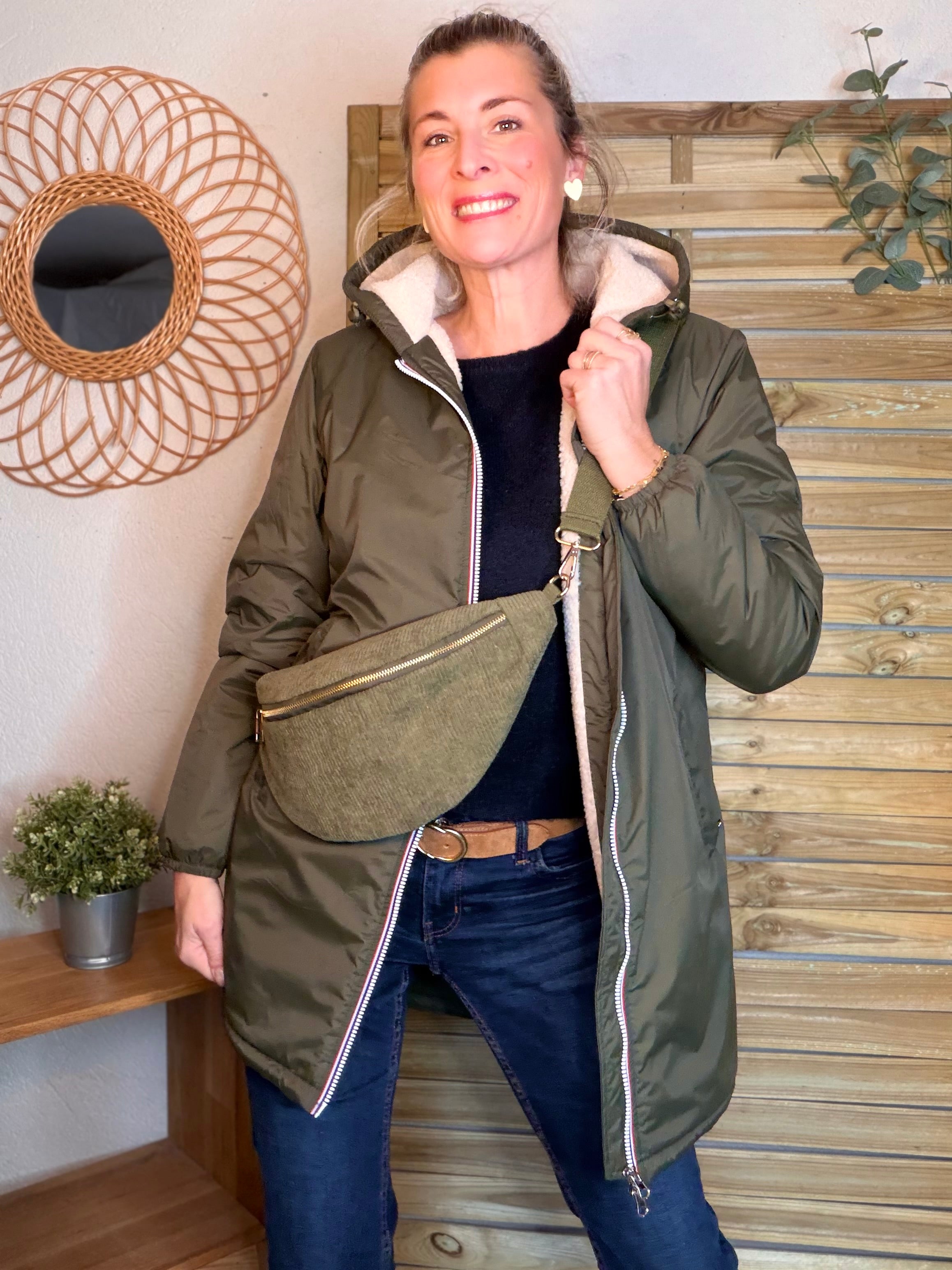 Sac banane XL velours côtelé Ciao Boum - IVY - Kaki (20 coloris)