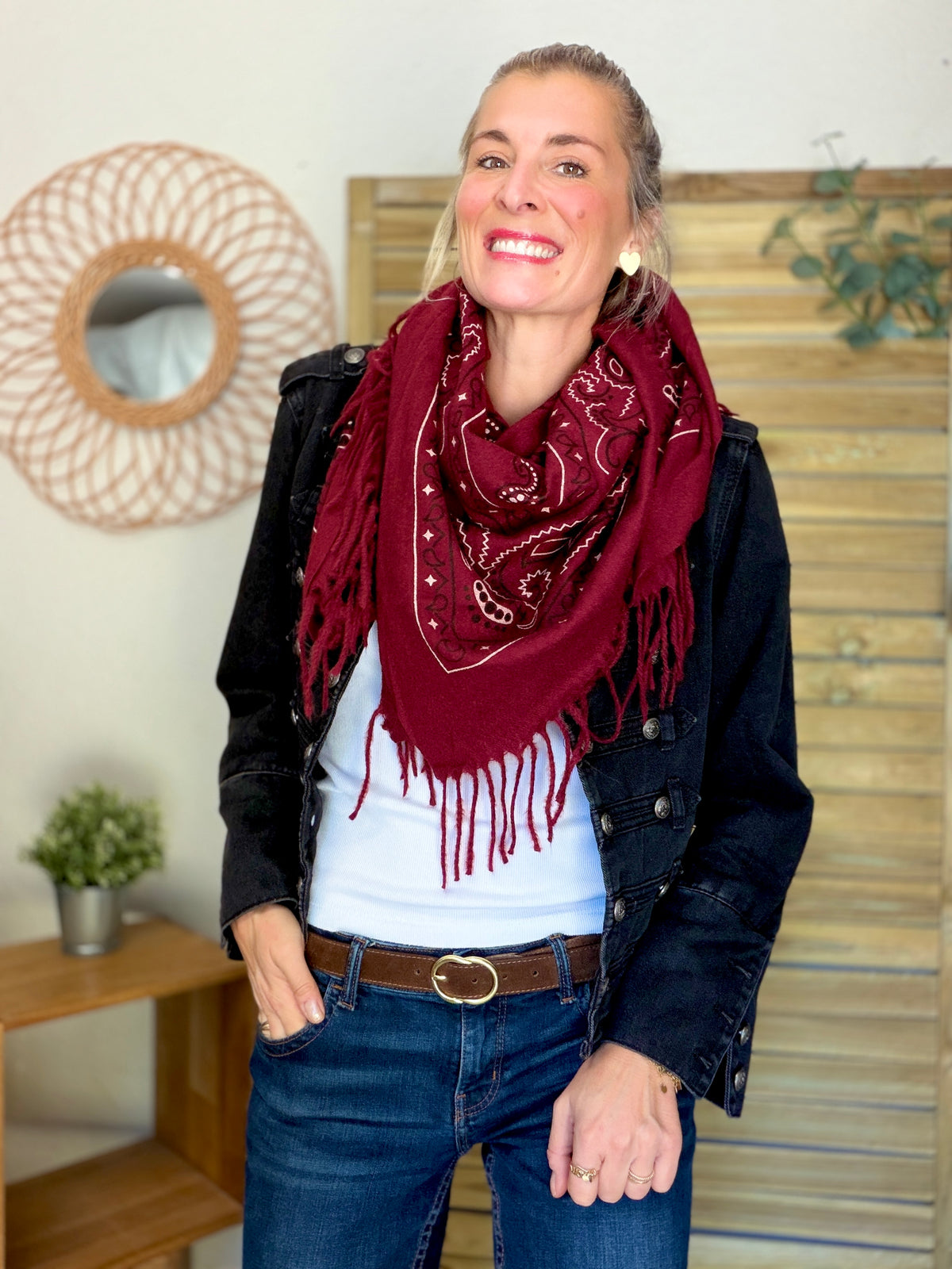 Écharpe Bandana Bordeaux