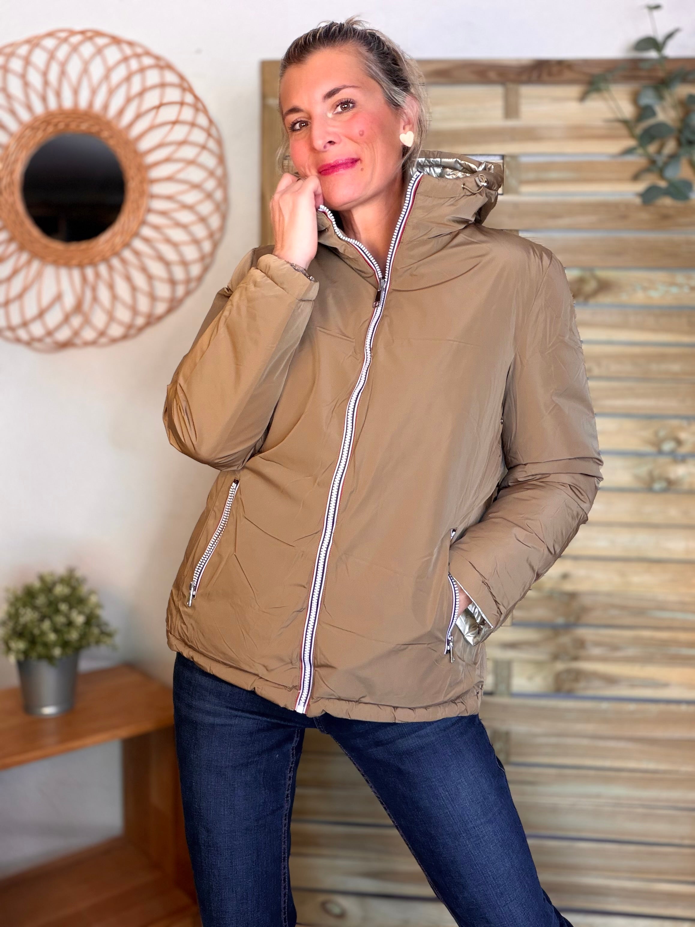 ⚡️PÉPITES FRIDAY - Doudoune imperméable réversible longue ANGÈLE COURT - Camel - MELYA MELODY