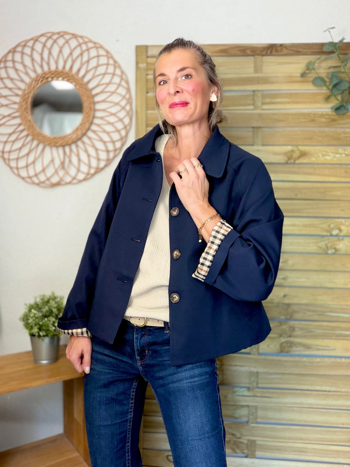 ⚡️ ARRIVAGE • Veste Trench, doublure à carreaux DANA Bleu marine