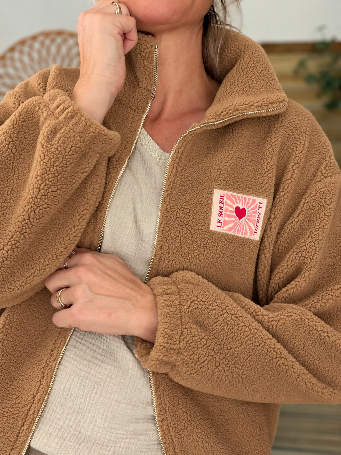 ⚡️ARRIVAGE • Veste Sherpa zippée « Soleil » DORO Camel