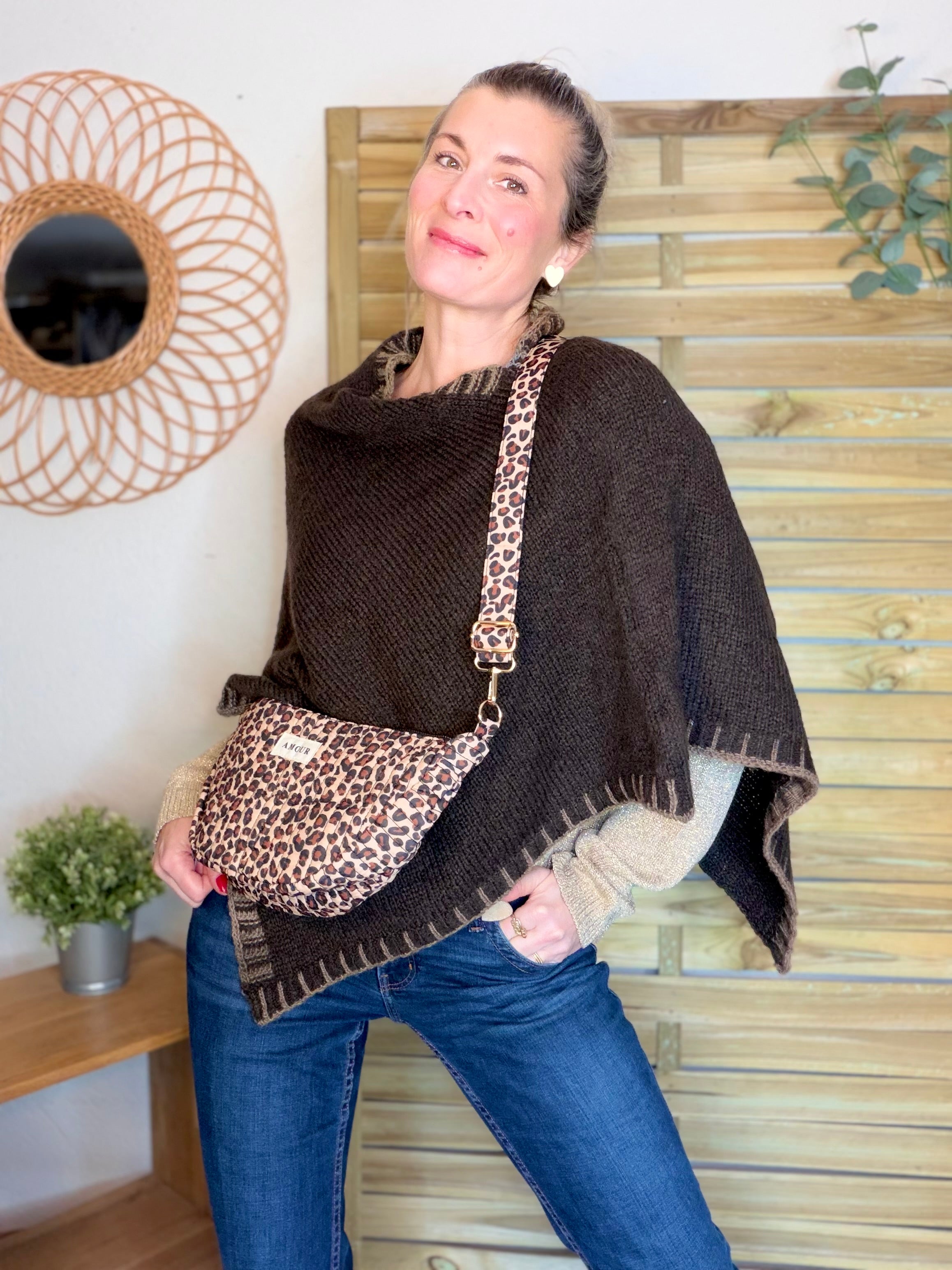 Poncho asymétrique GISÈLE - Choco
