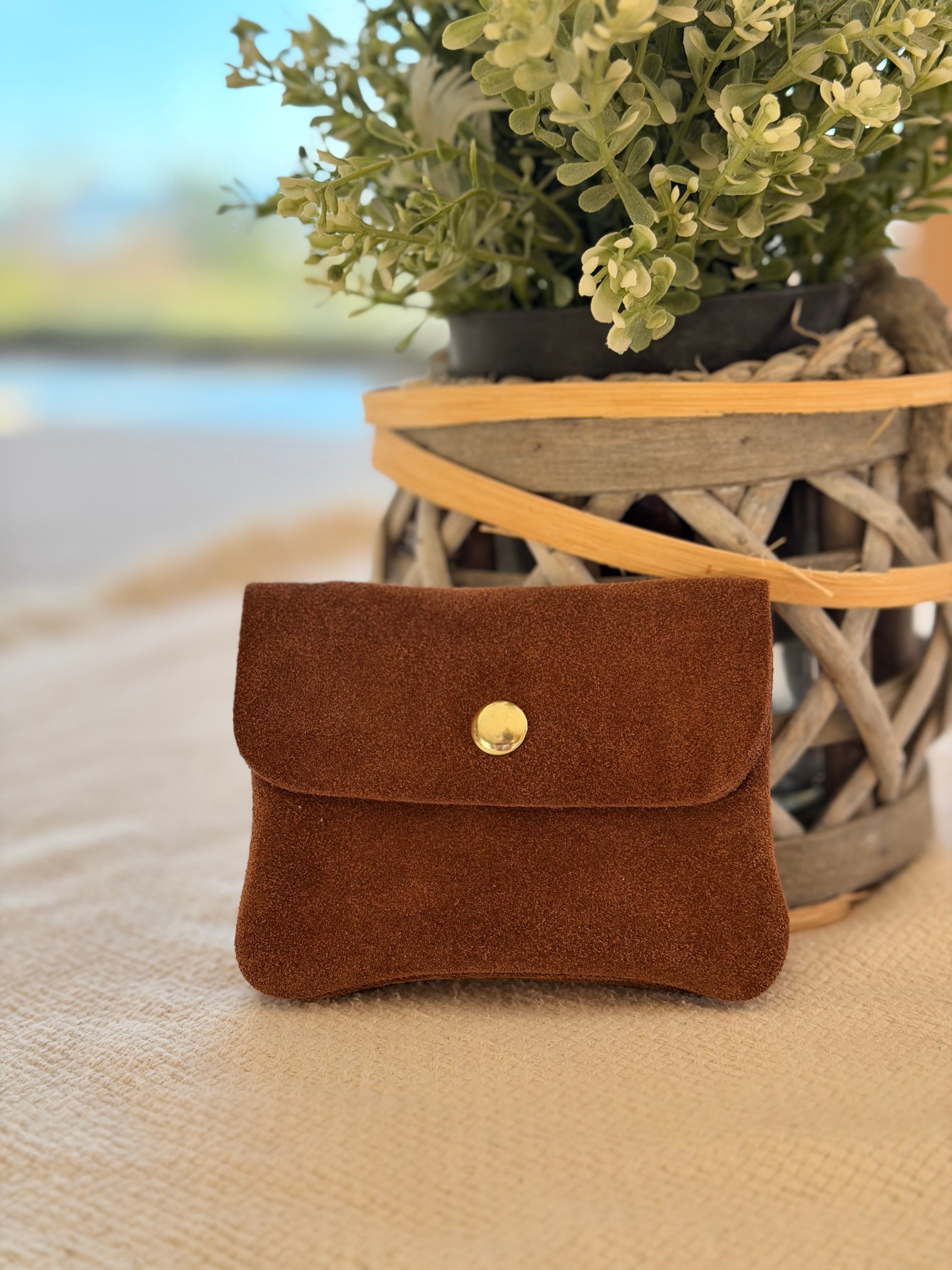 Porte monnaie / porte carte en cuir daim ACHILLE