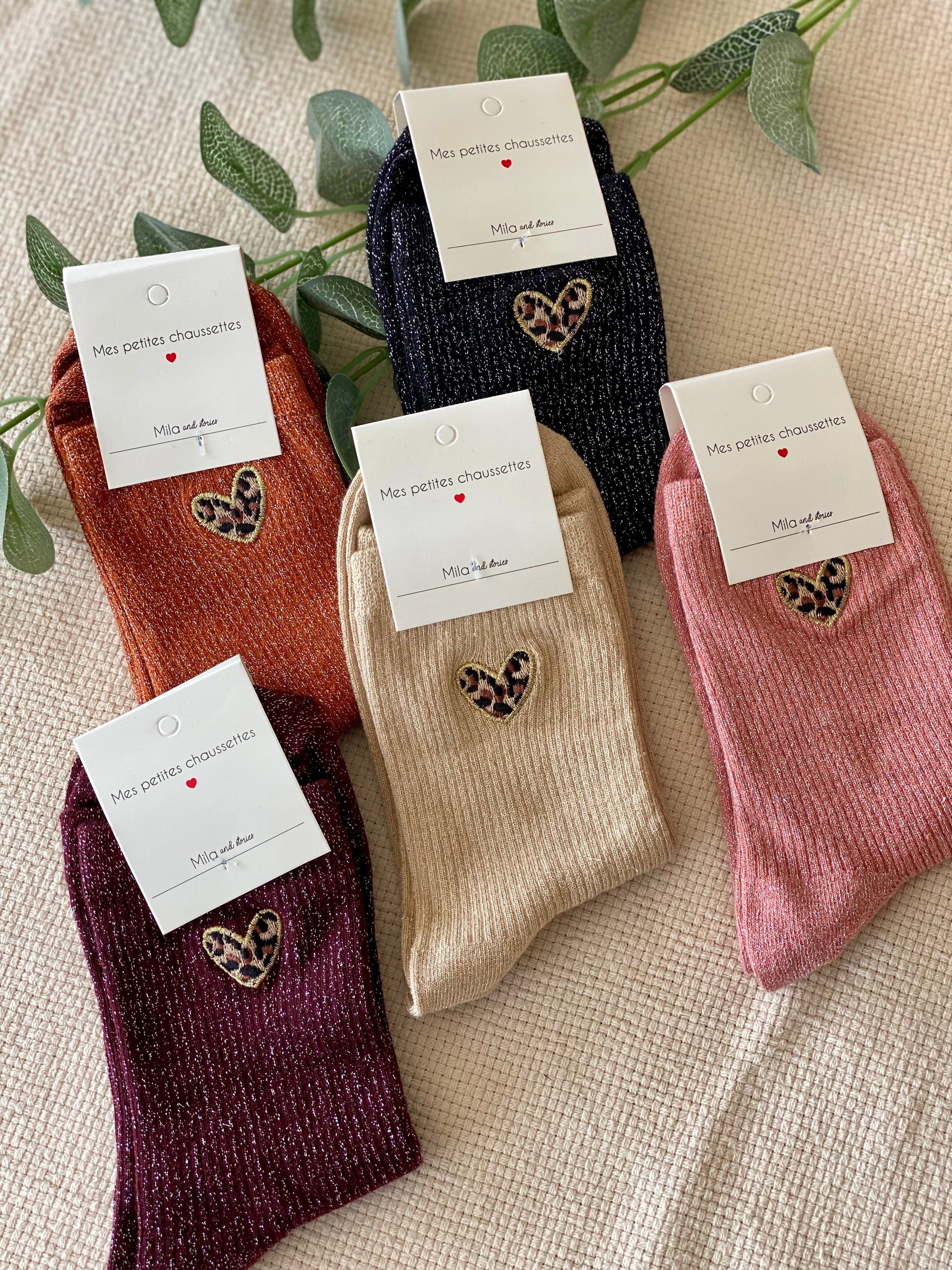 Chaussettes scintillantes glitter ZORA - Coeur Léo 🐆