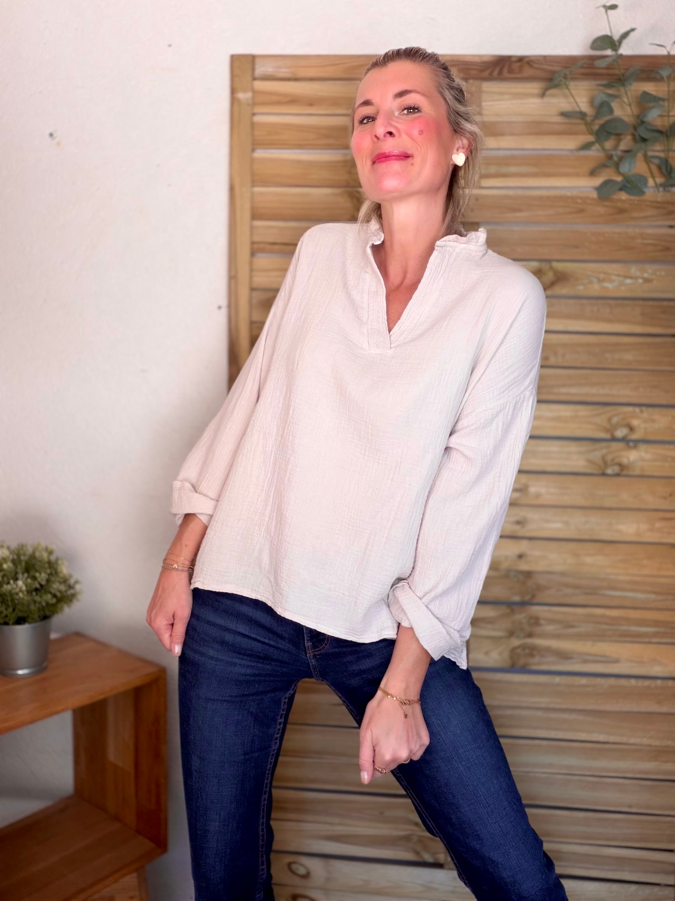 Blouse en gaze de coton SIERRA Beige