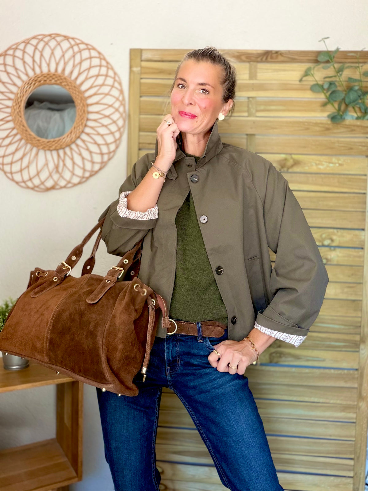 Veste Trench avec Liberty - MADELEINE Kaki
