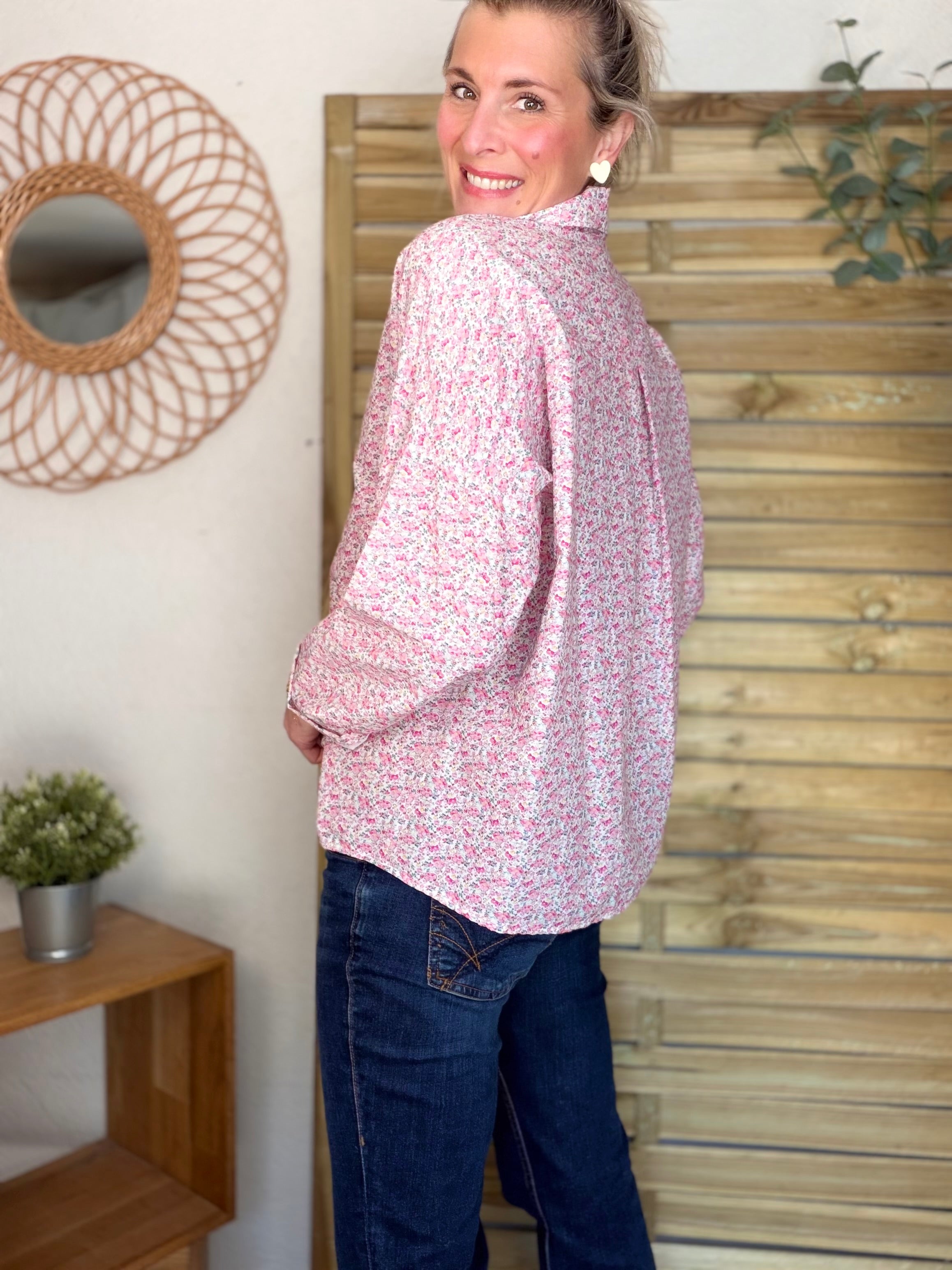 Chemise imprimée Liberty AZÉLIE Rose