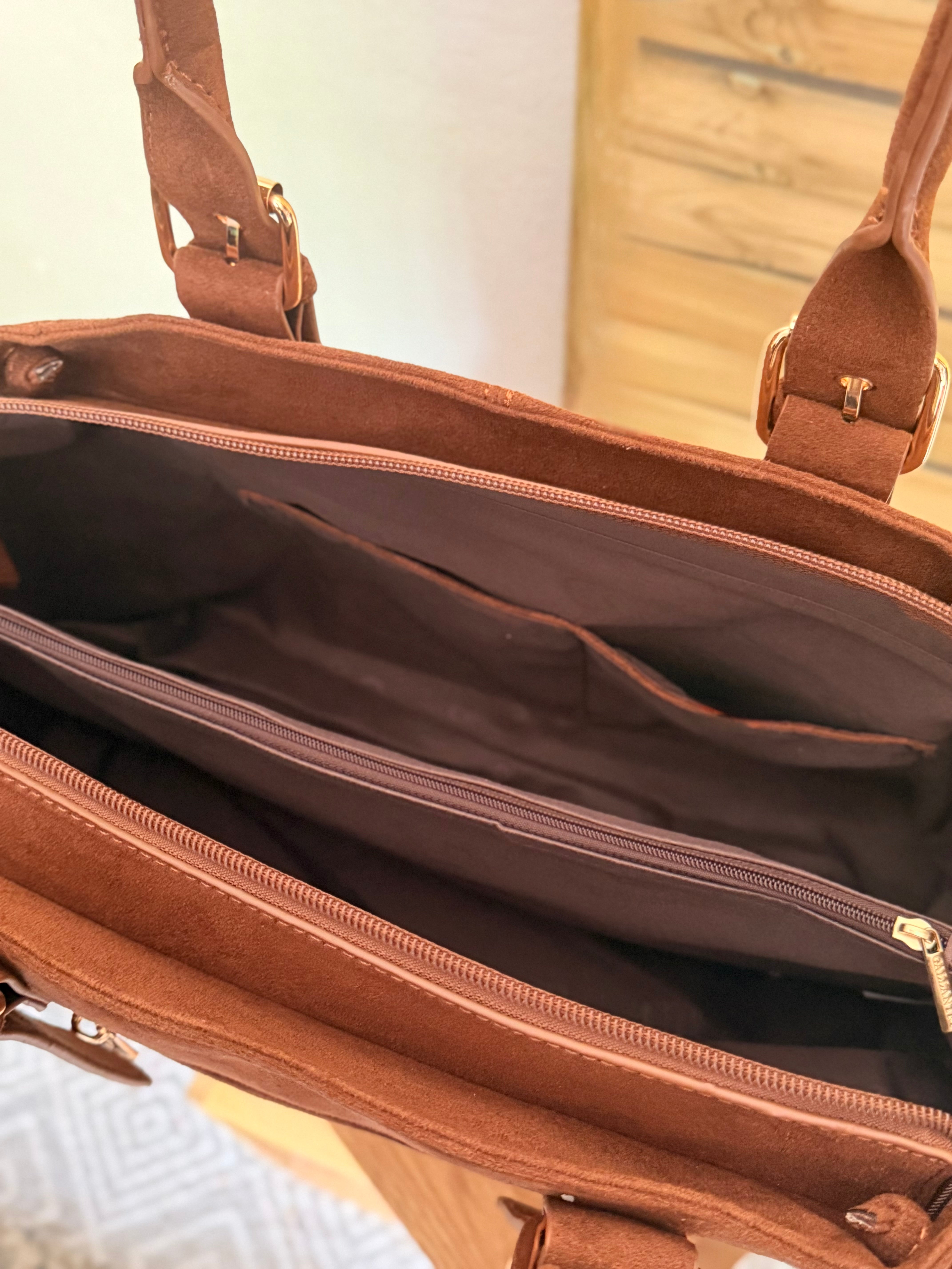 Sac cabas XL simili daim CLÉO Camel