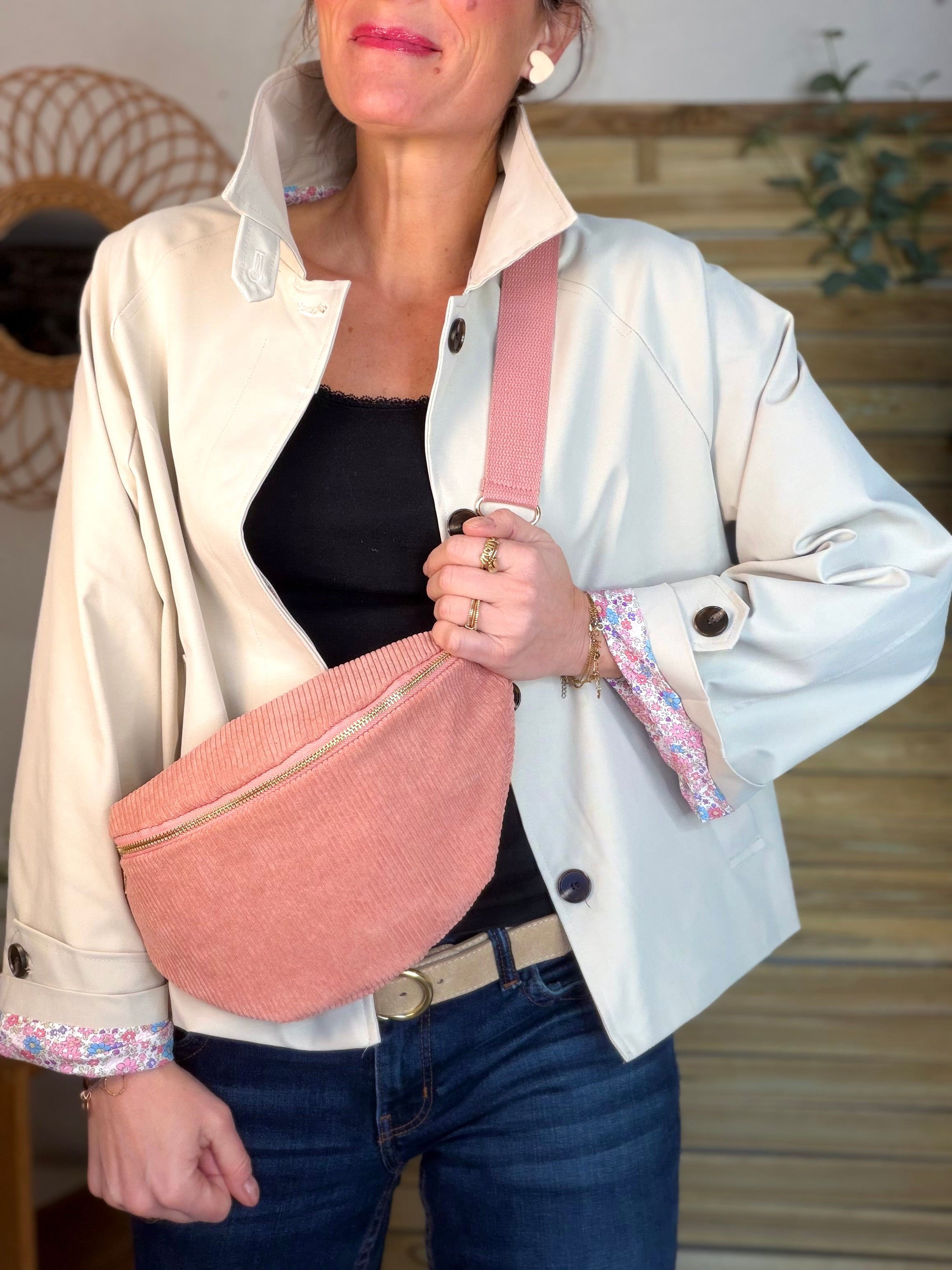 Sac banane XL velours côtelé Ciao Boum - IVY - Rose (20 coloris)