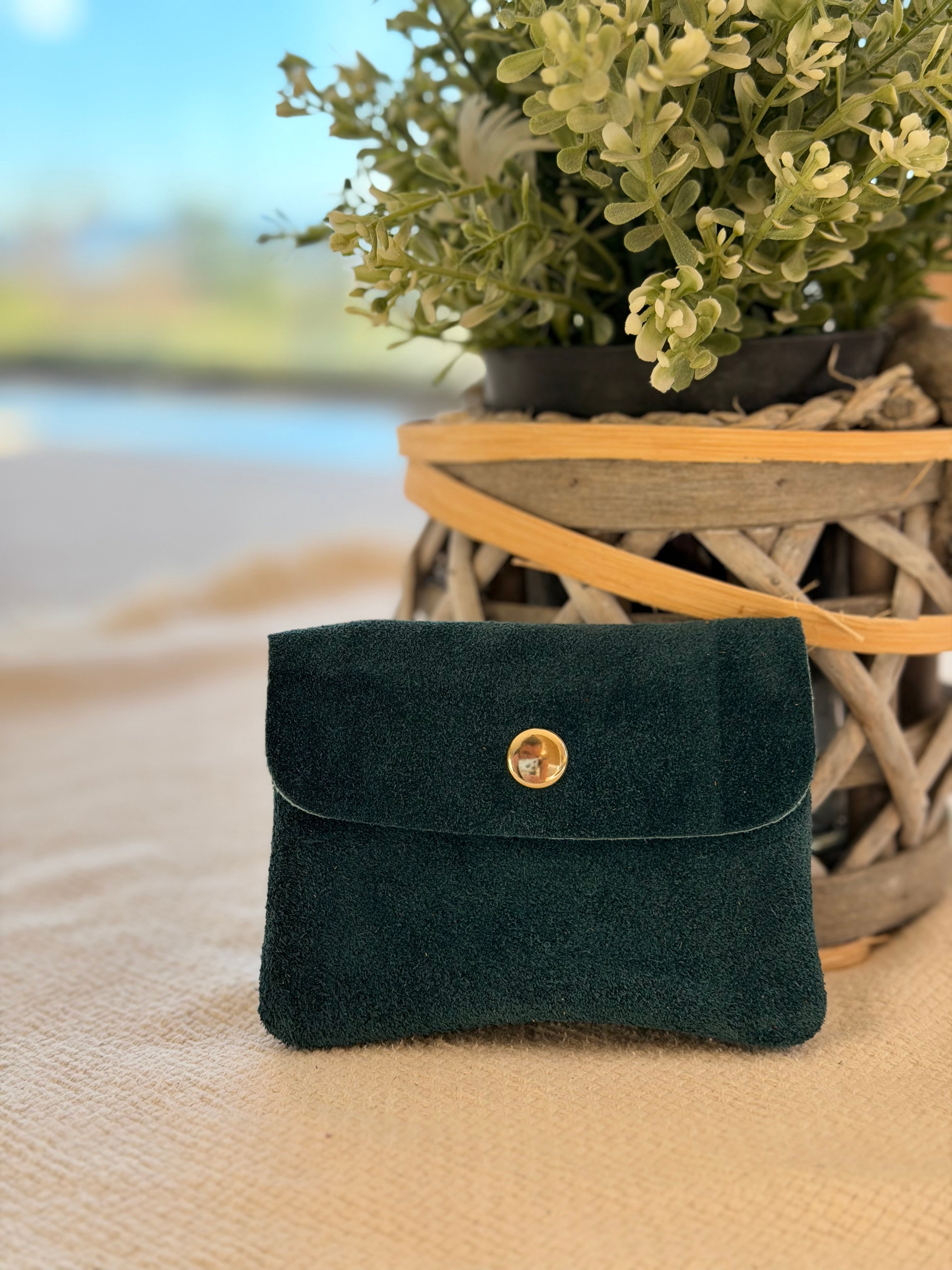 Porte monnaie / porte carte en cuir daim ACHILLE