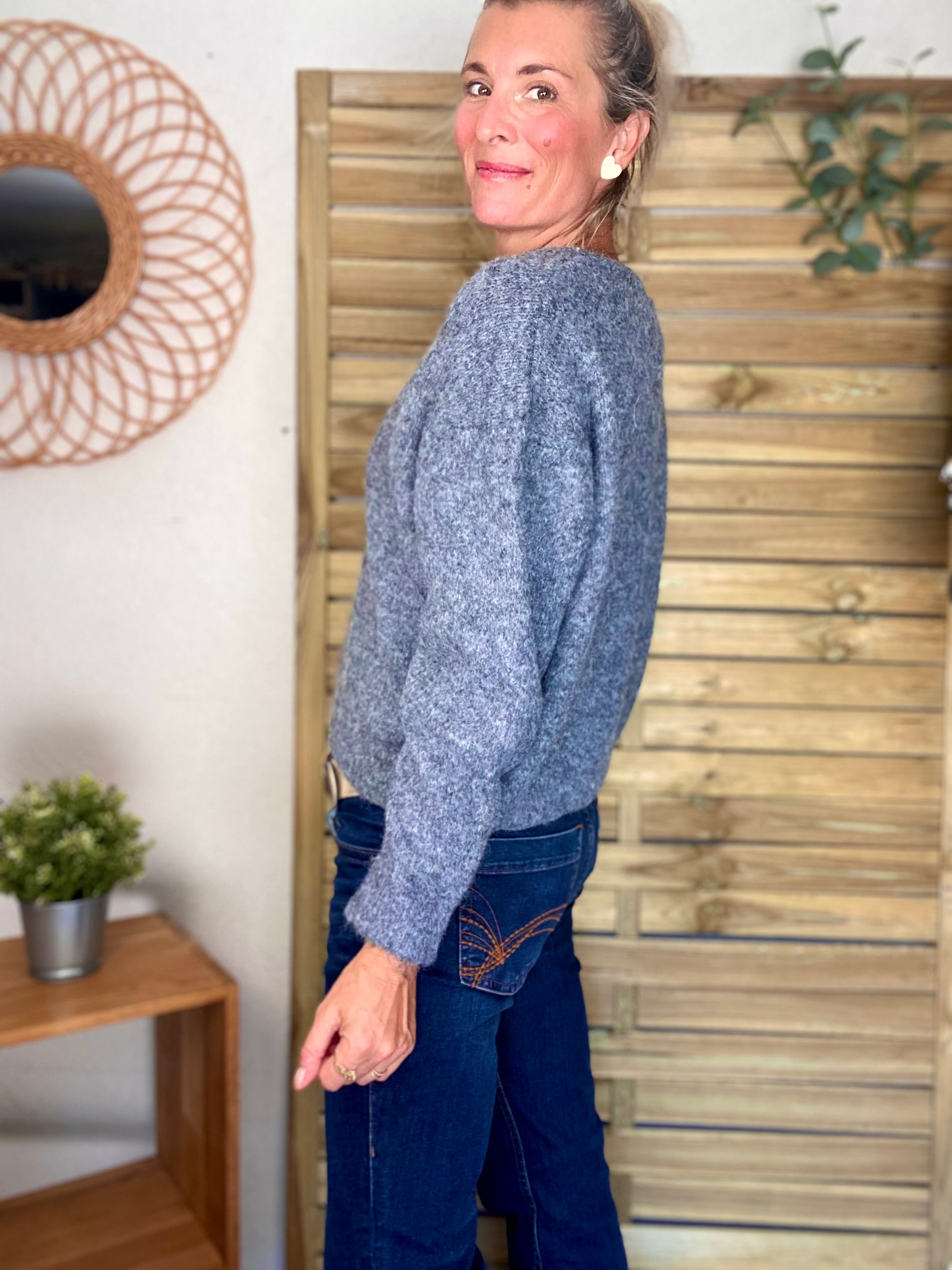 Gilet en maille SYDNEY - Gris chiné