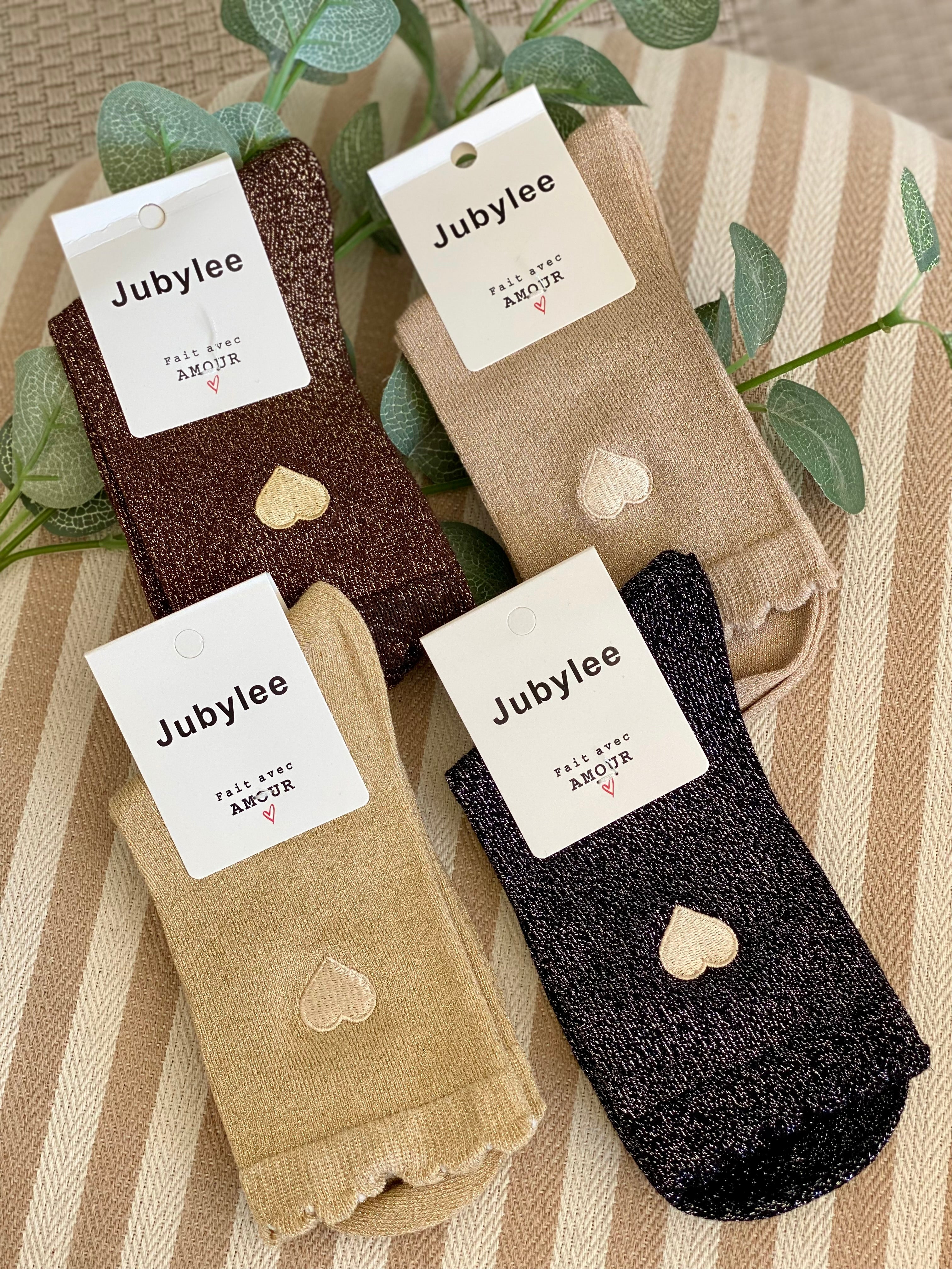 Chaussettes scintillantes Coeur doré 💛 JULIE