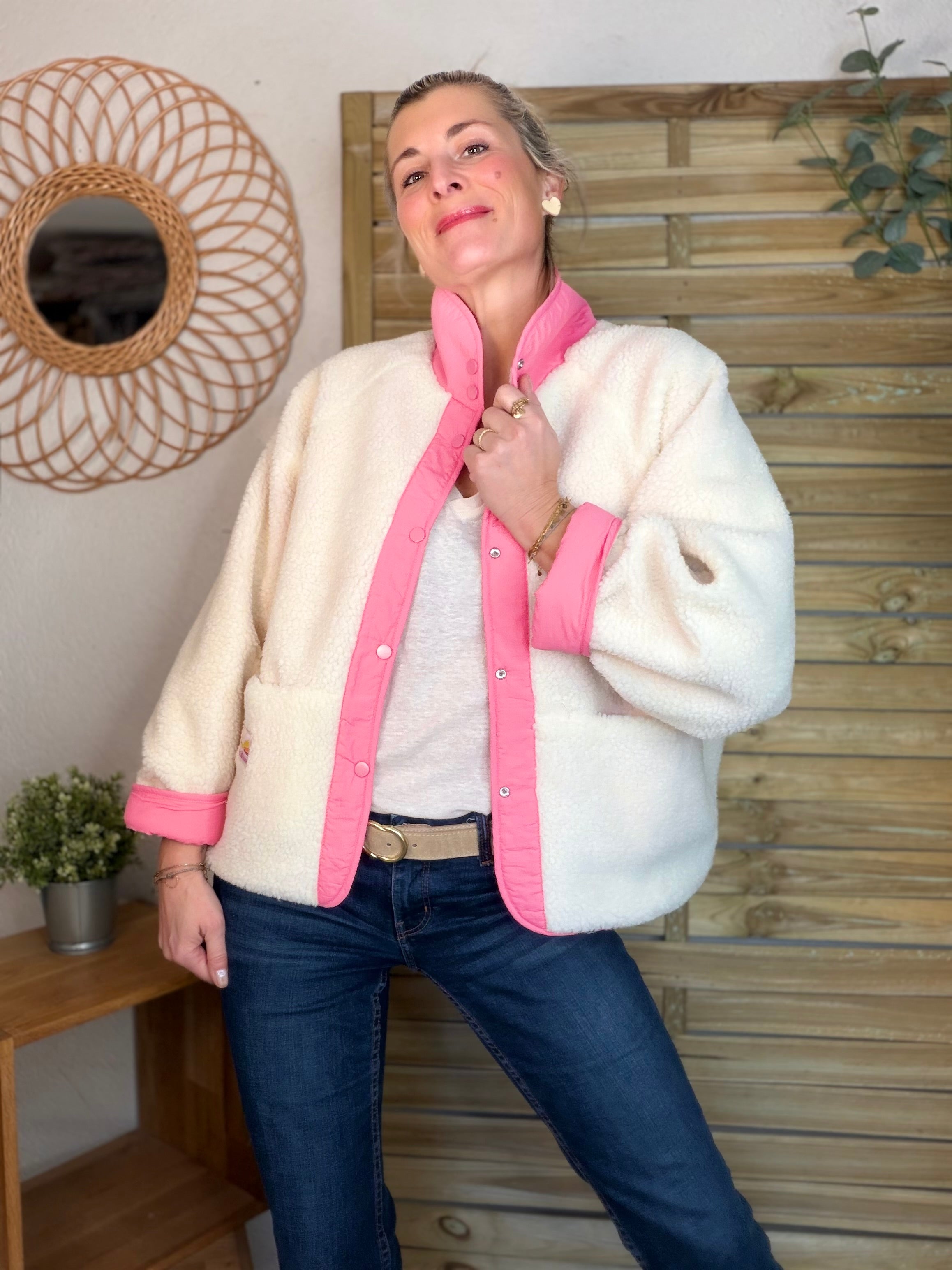 Veste matelassée réversible Sherpa AMÉLIE Rose