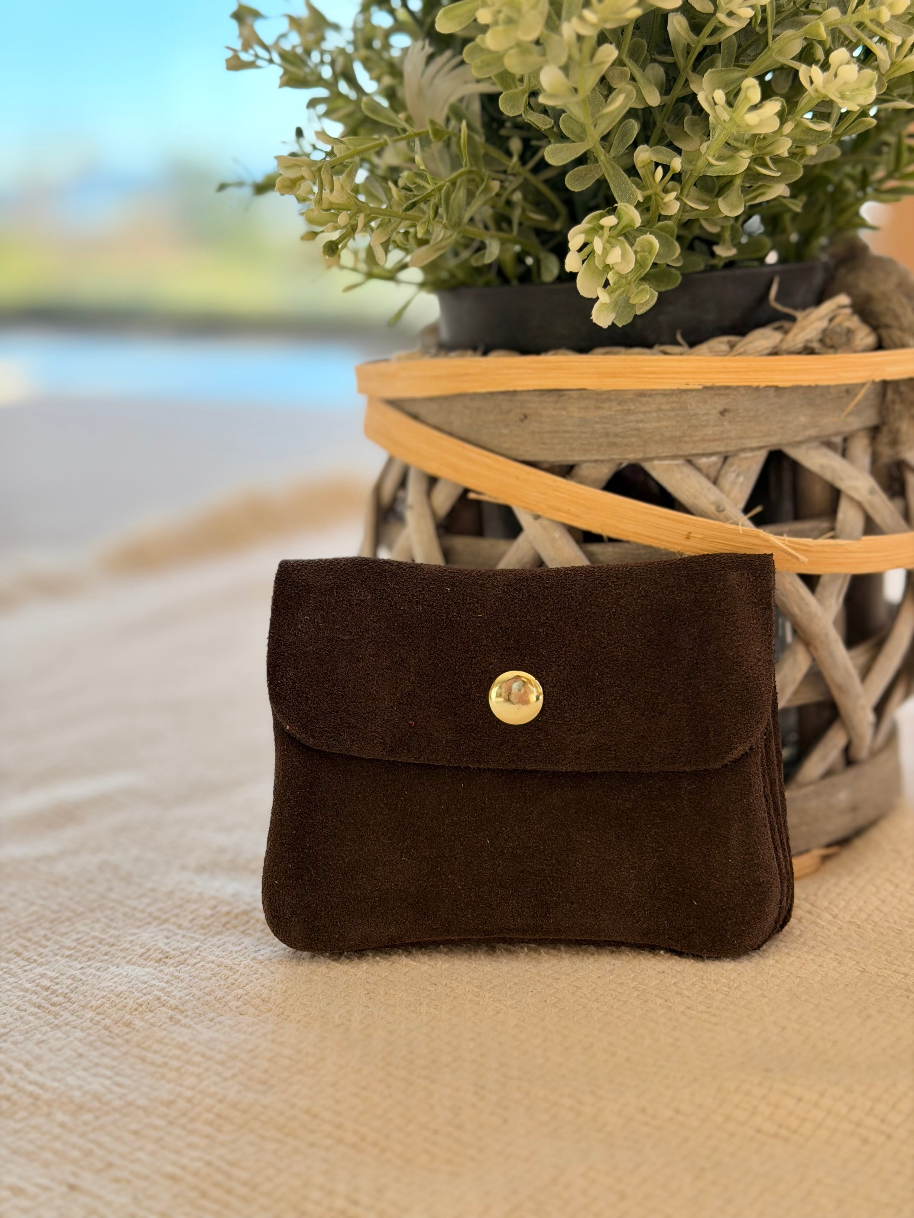 Porte monnaie / porte carte en cuir daim ACHILLE