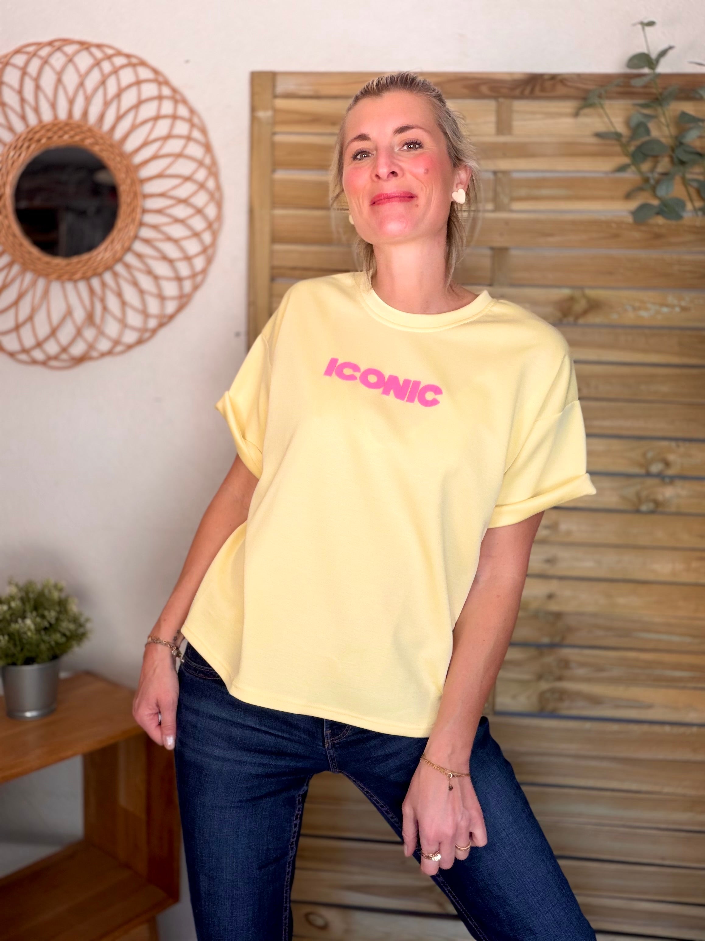 Tee shirt ICONIC matière sweat - THÉA Jaune
