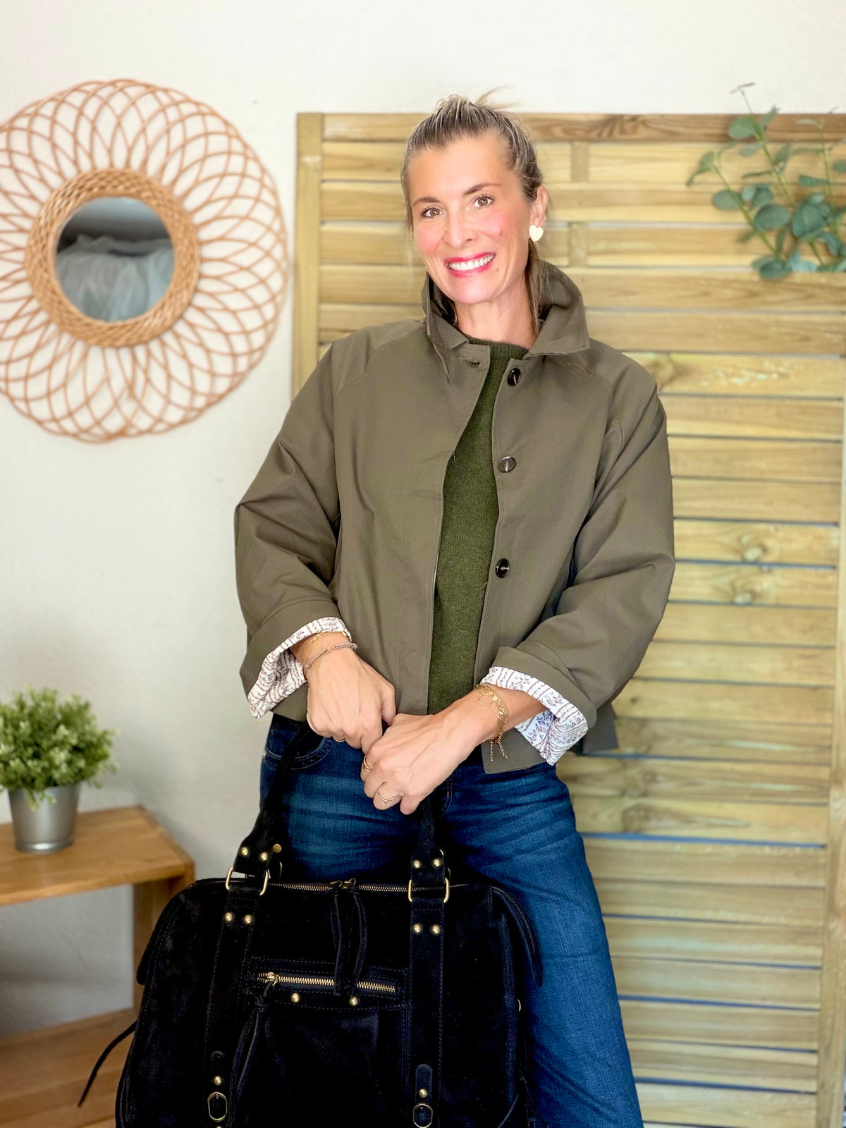 Sac cabas XL en cuir daim • HUNTER Noir