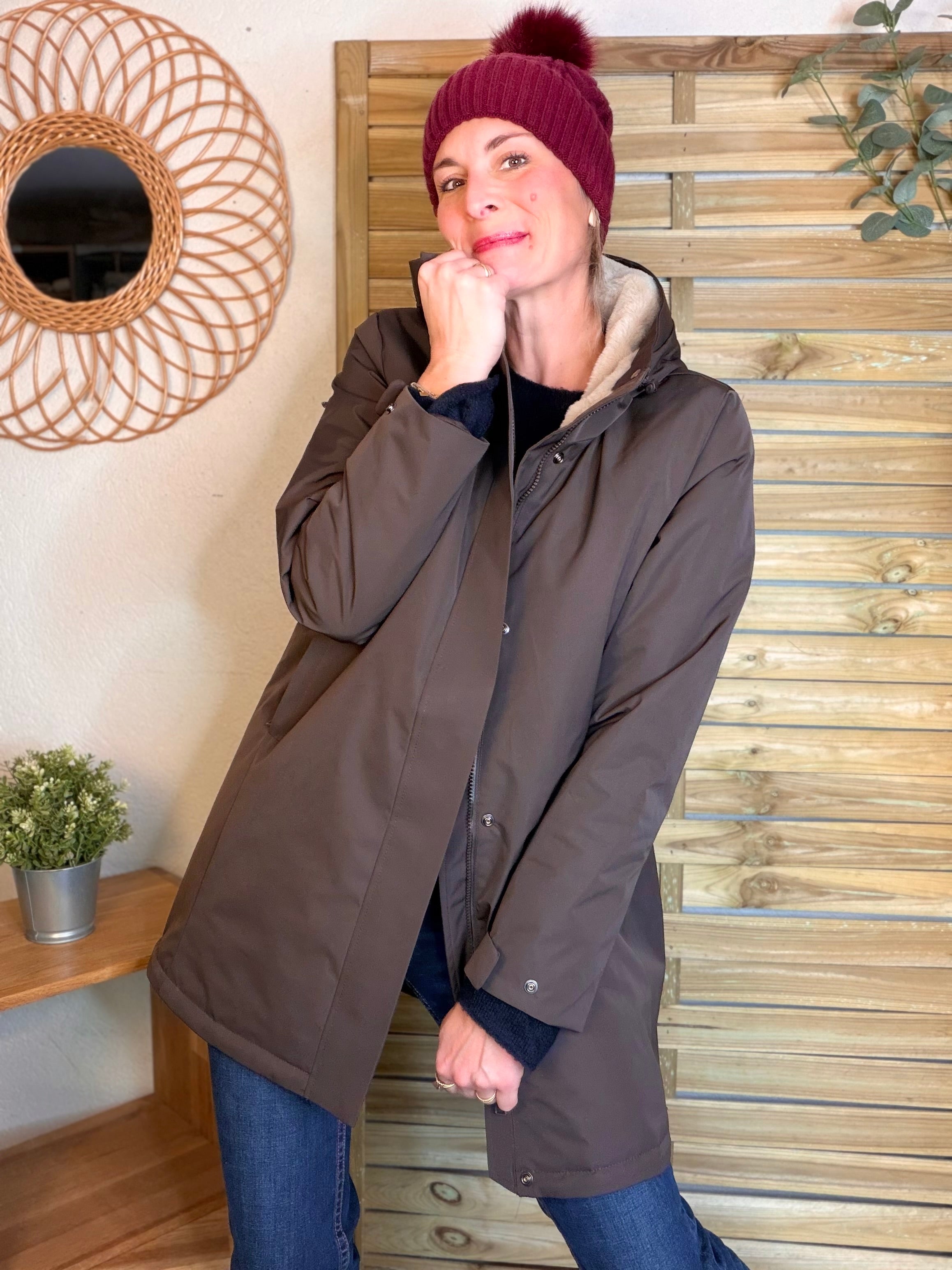 Parka fourrée imperméable AMBRE - Chocolat / Beige - LAURA JO