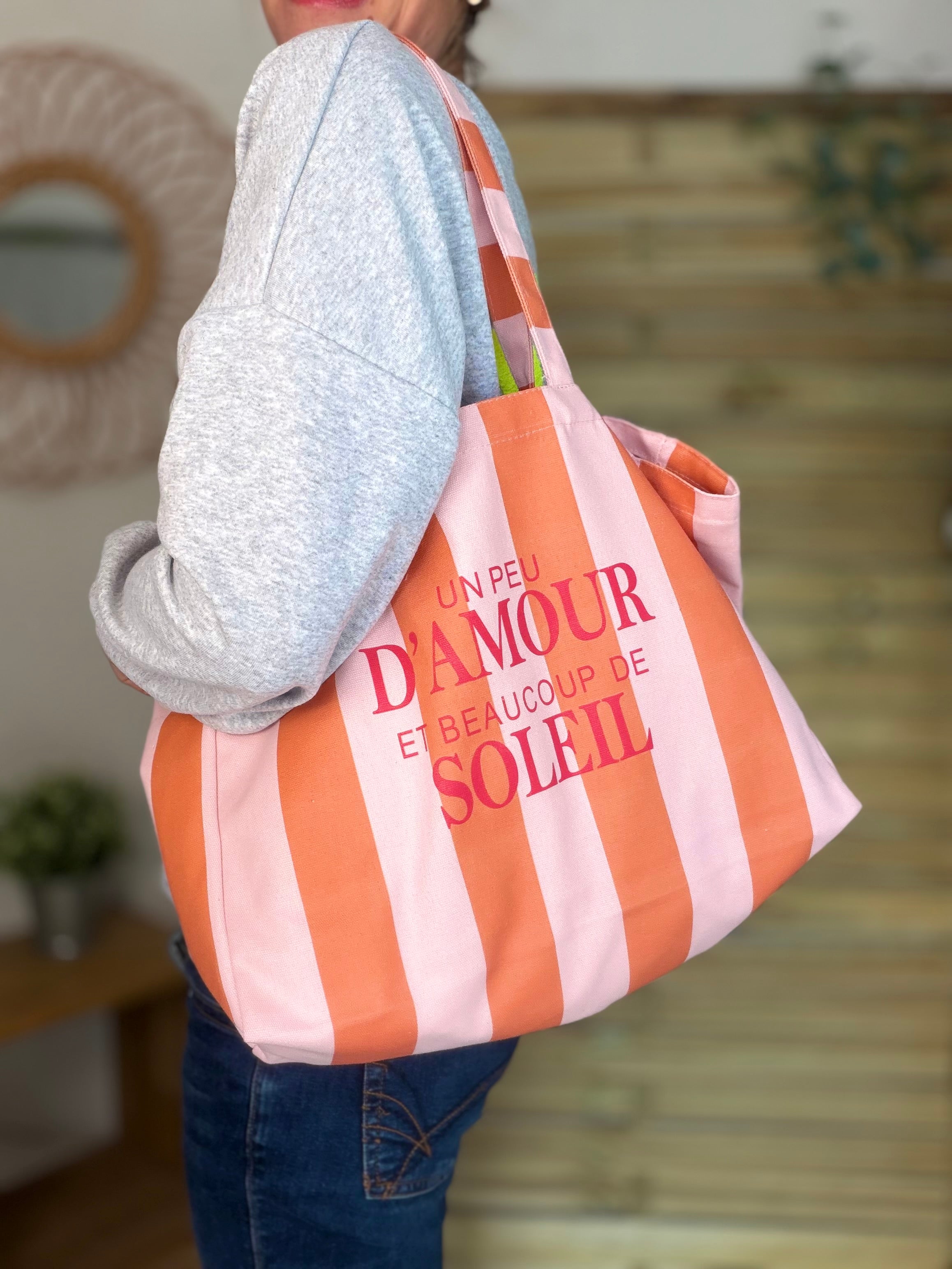 Grand cabas Tote bag un peu d’amour et beaucoup de soleil ELSY