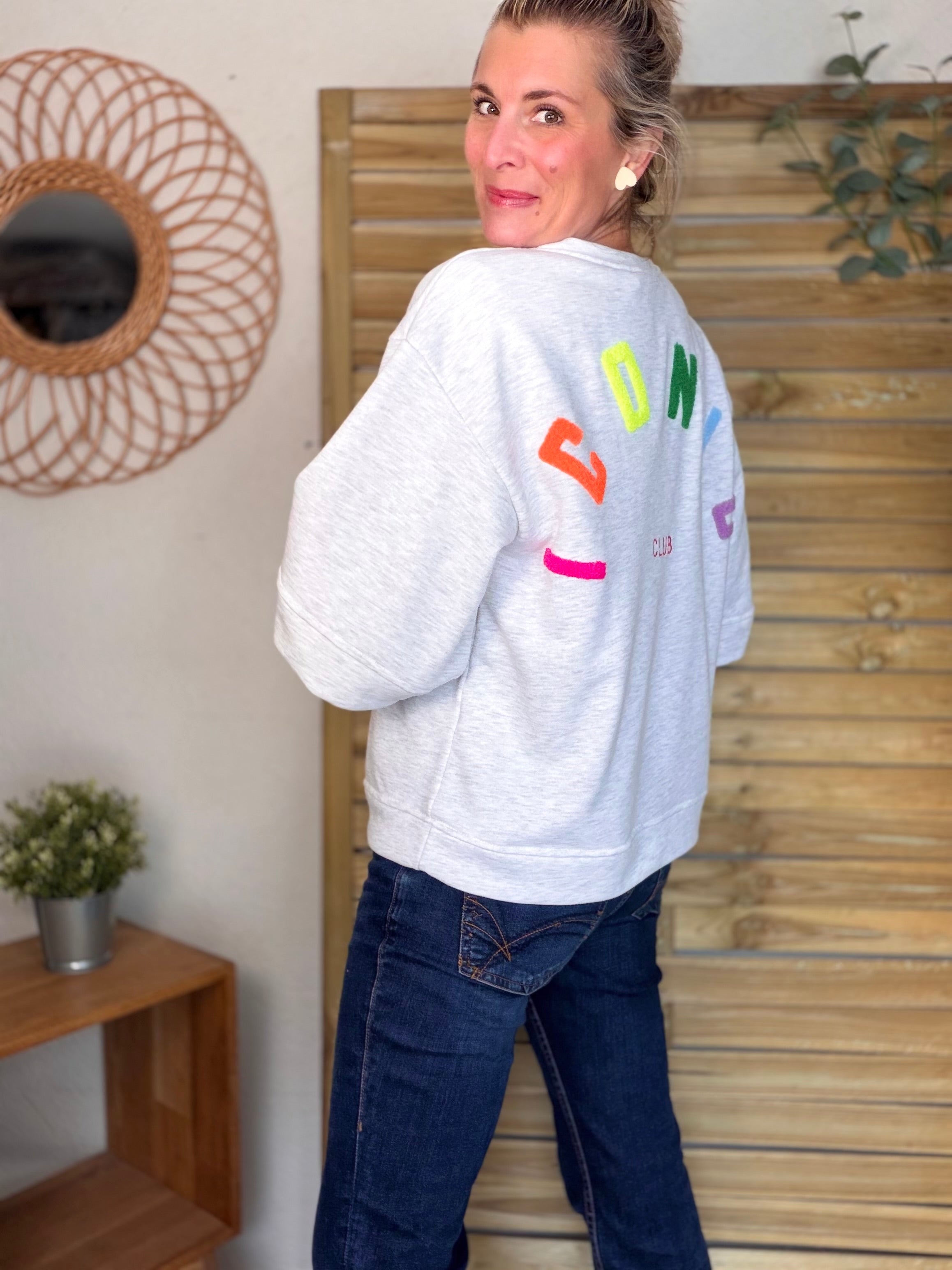 Sweat oversized ICONIC Club - ILONA Gris chiné