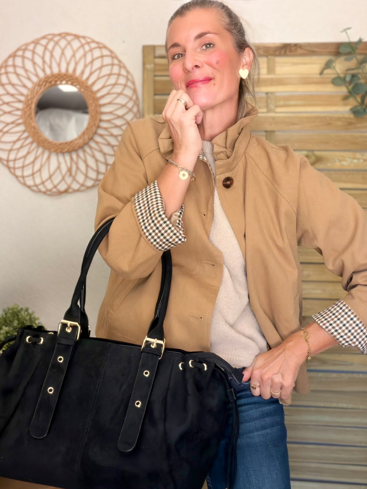 Sac cabas XL simili daim CLÉO Noir