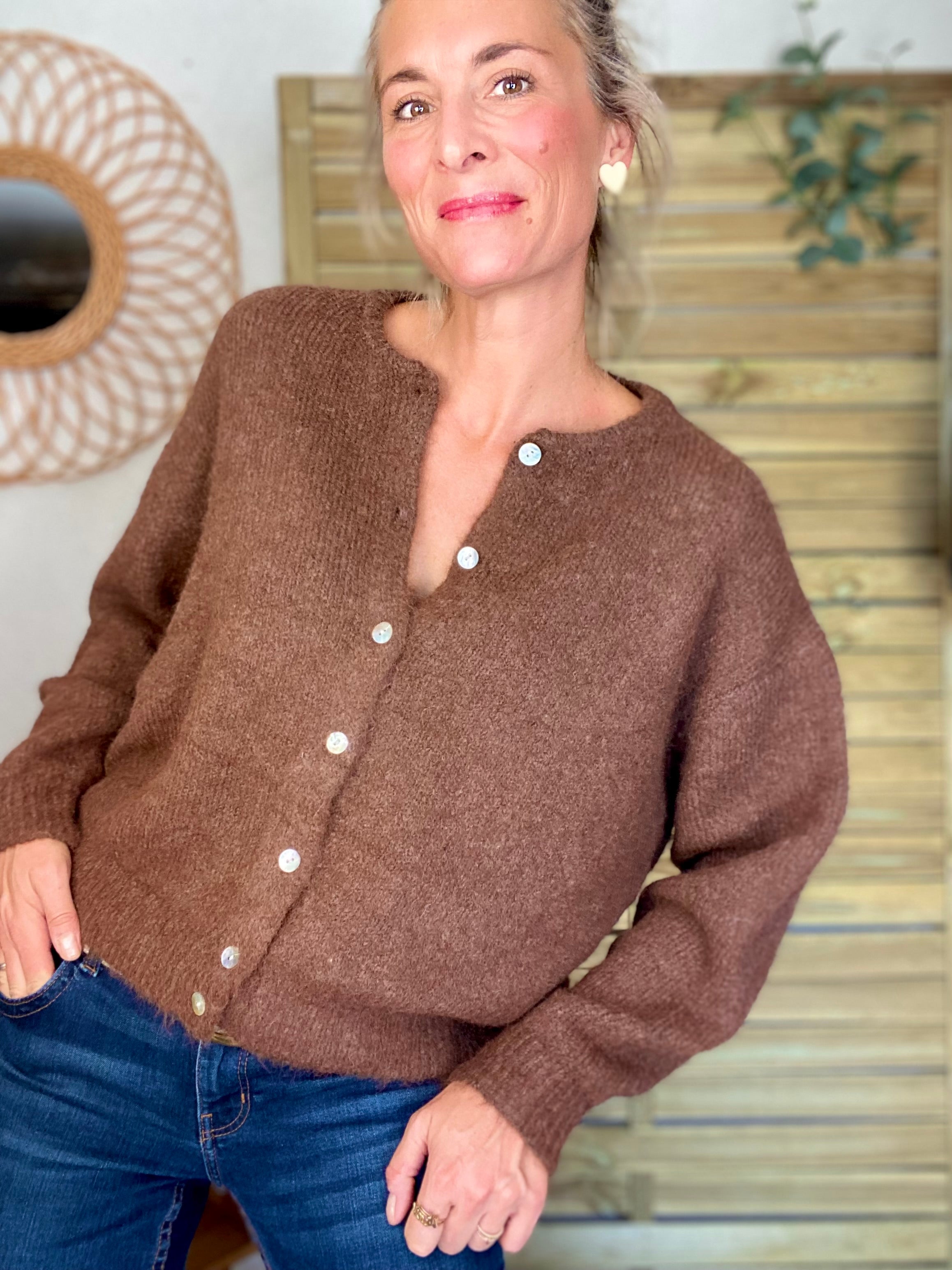 Gilet en maille SYDNEY - Chocolat