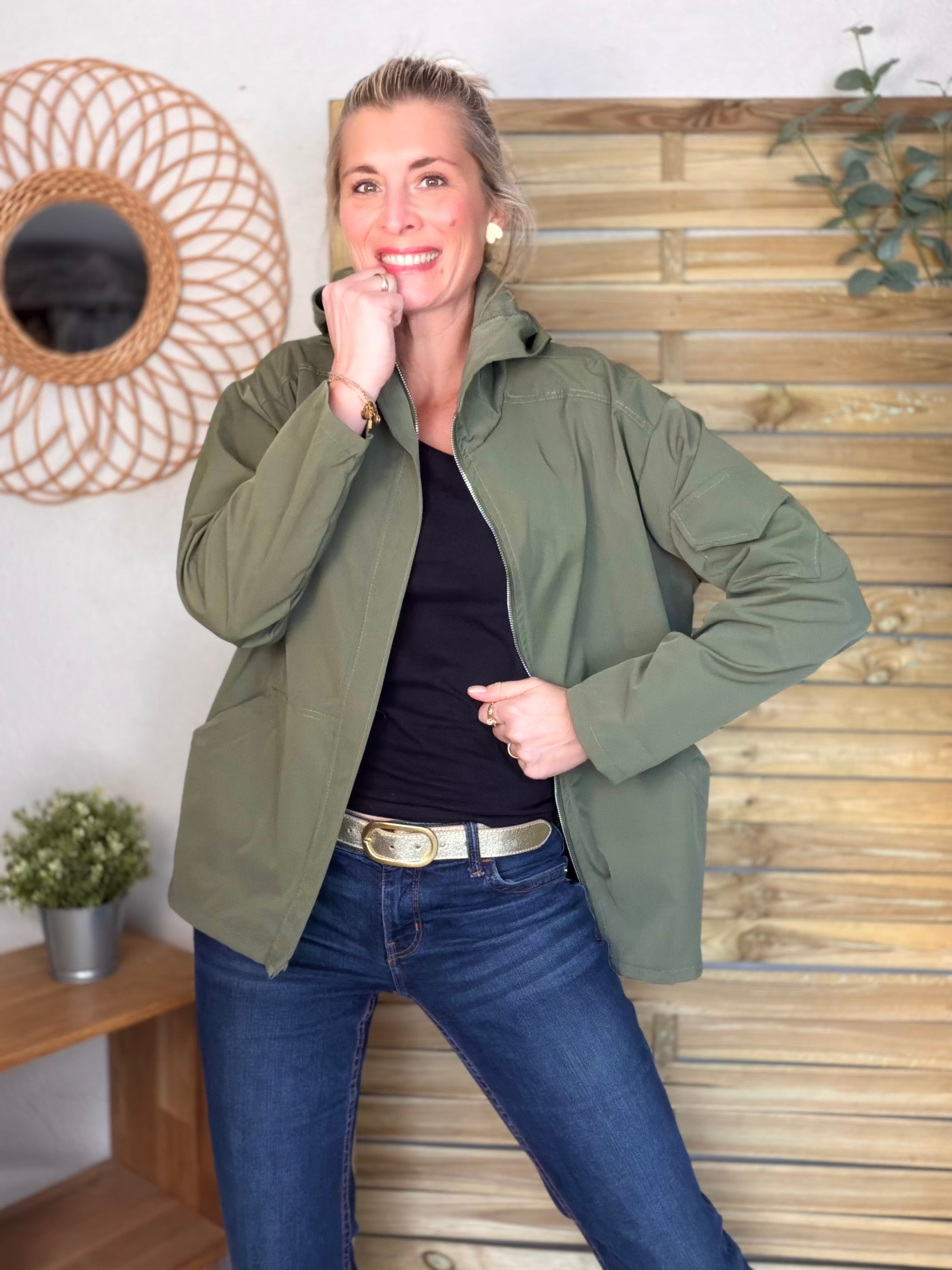 Veste Coupe vent court LIZZIE - Kaki