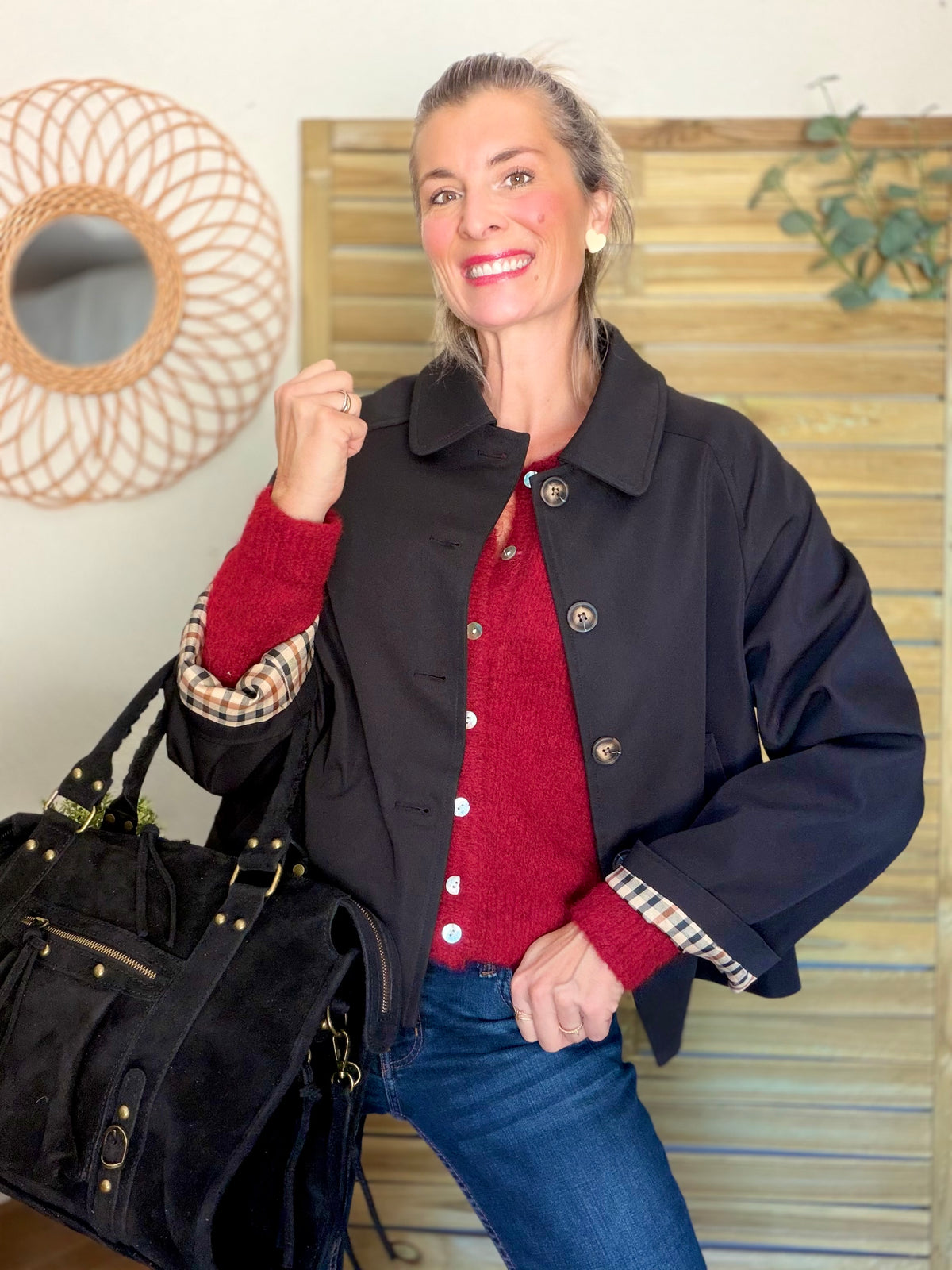 Gilet en maille MERYL - Cerise