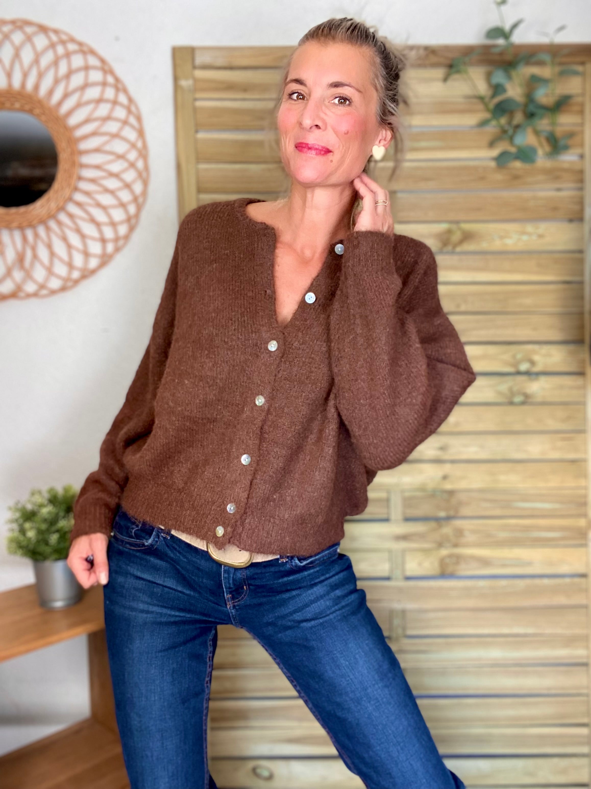 Gilet en maille SYDNEY - Chocolat