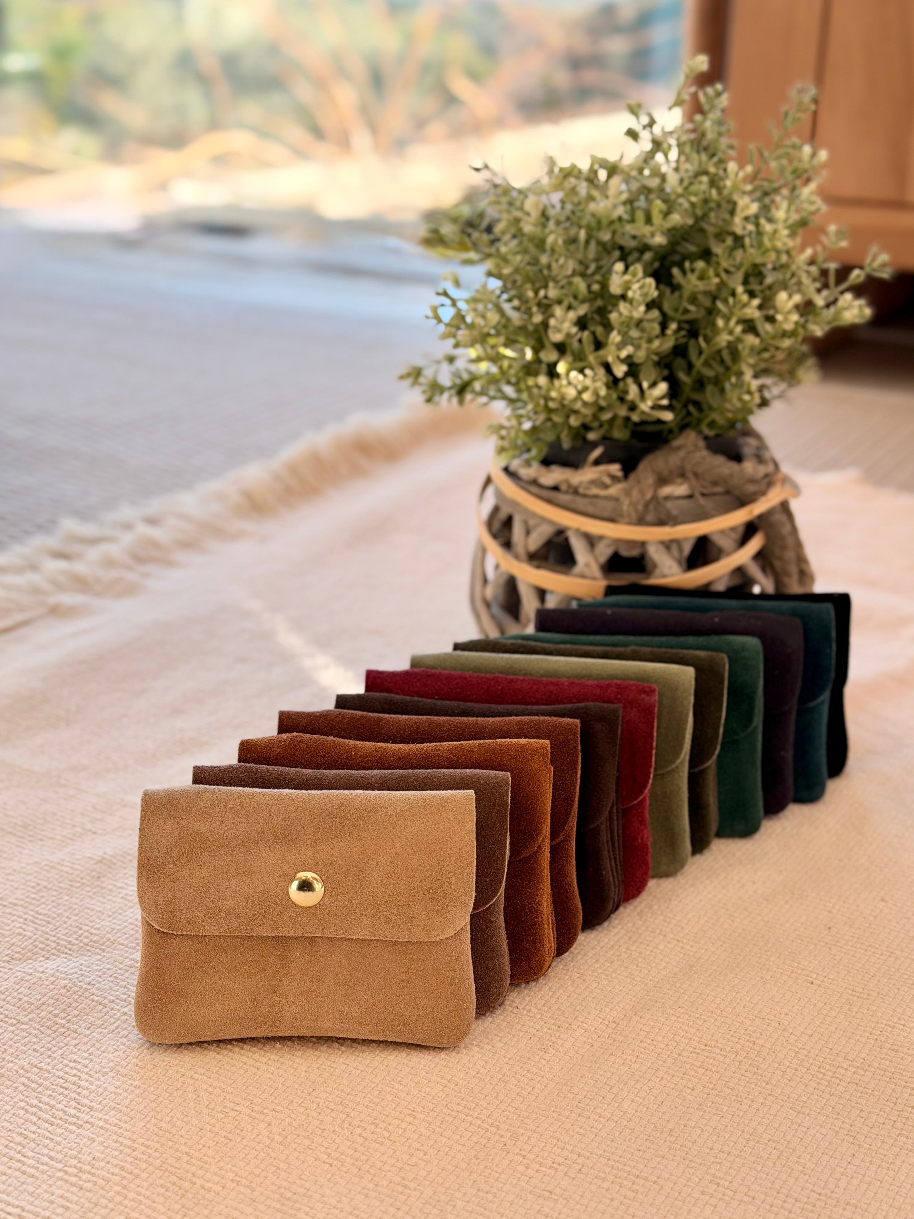 Porte monnaie / porte carte en cuir daim ACHILLE