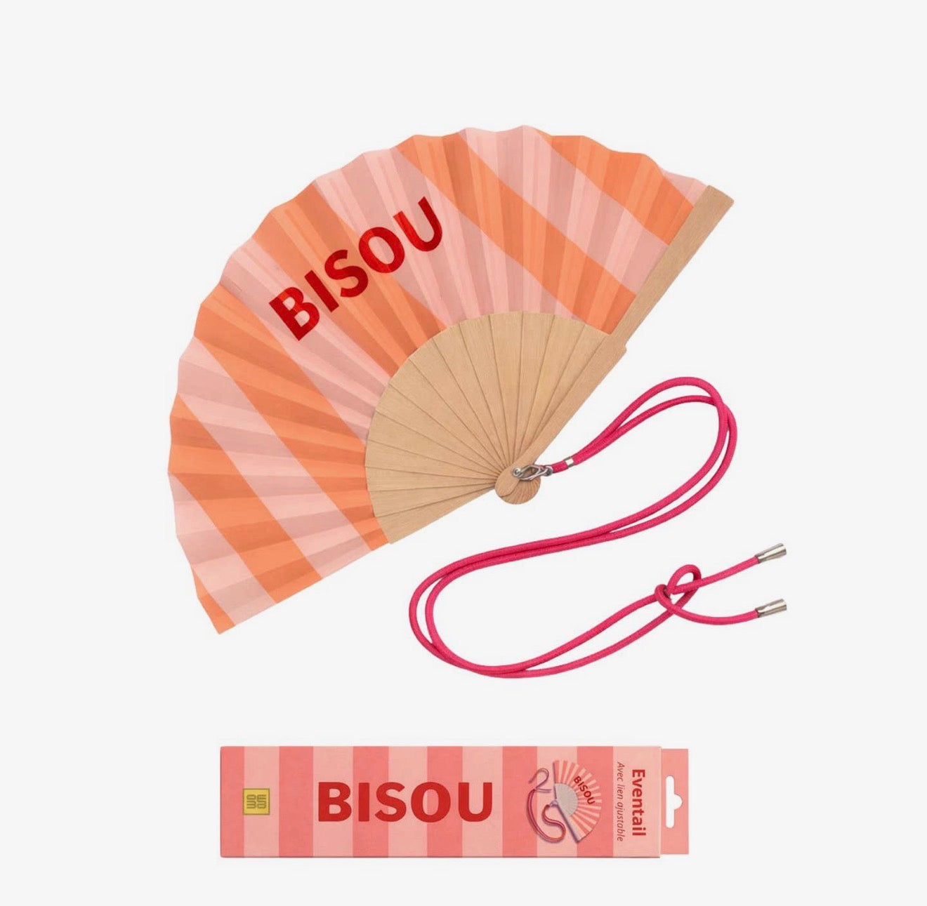 Éventail coloré à message avec bandoulière