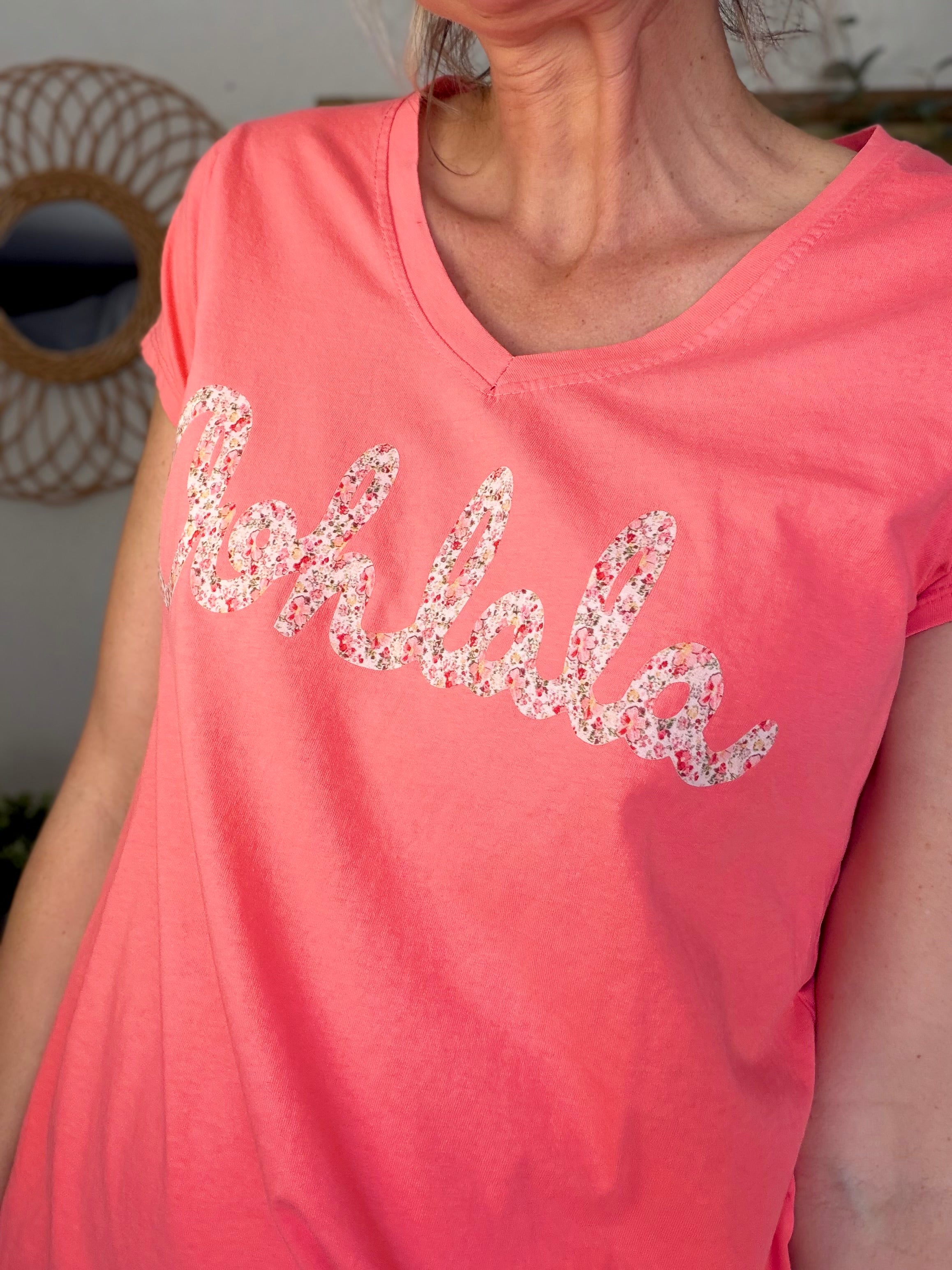 Tee shirt Ohlala Liberty VERA Corail / Rouge rosé