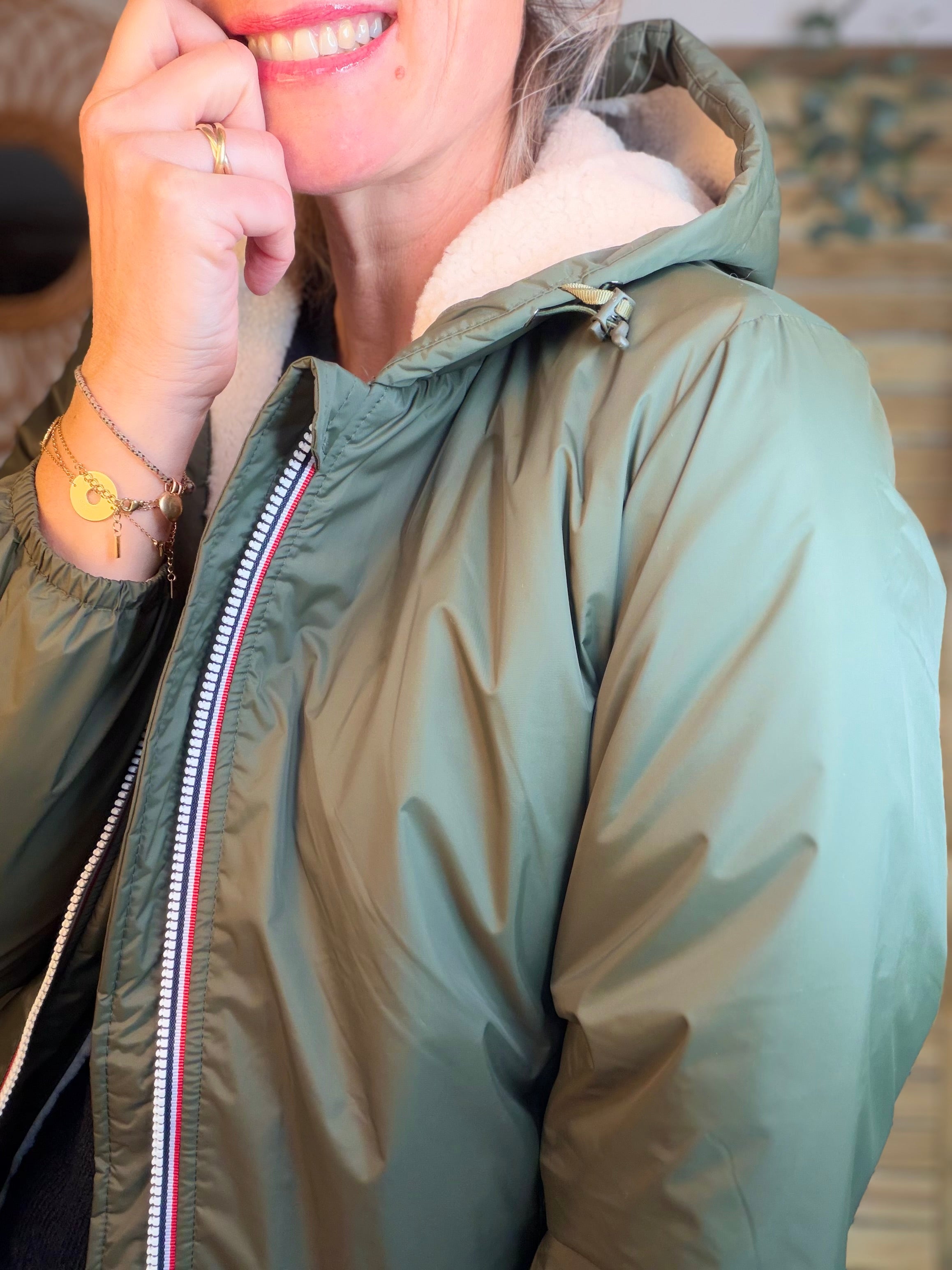 Parka Imperméable LOUISE COURT sherpa - Kaki - LAURA JO