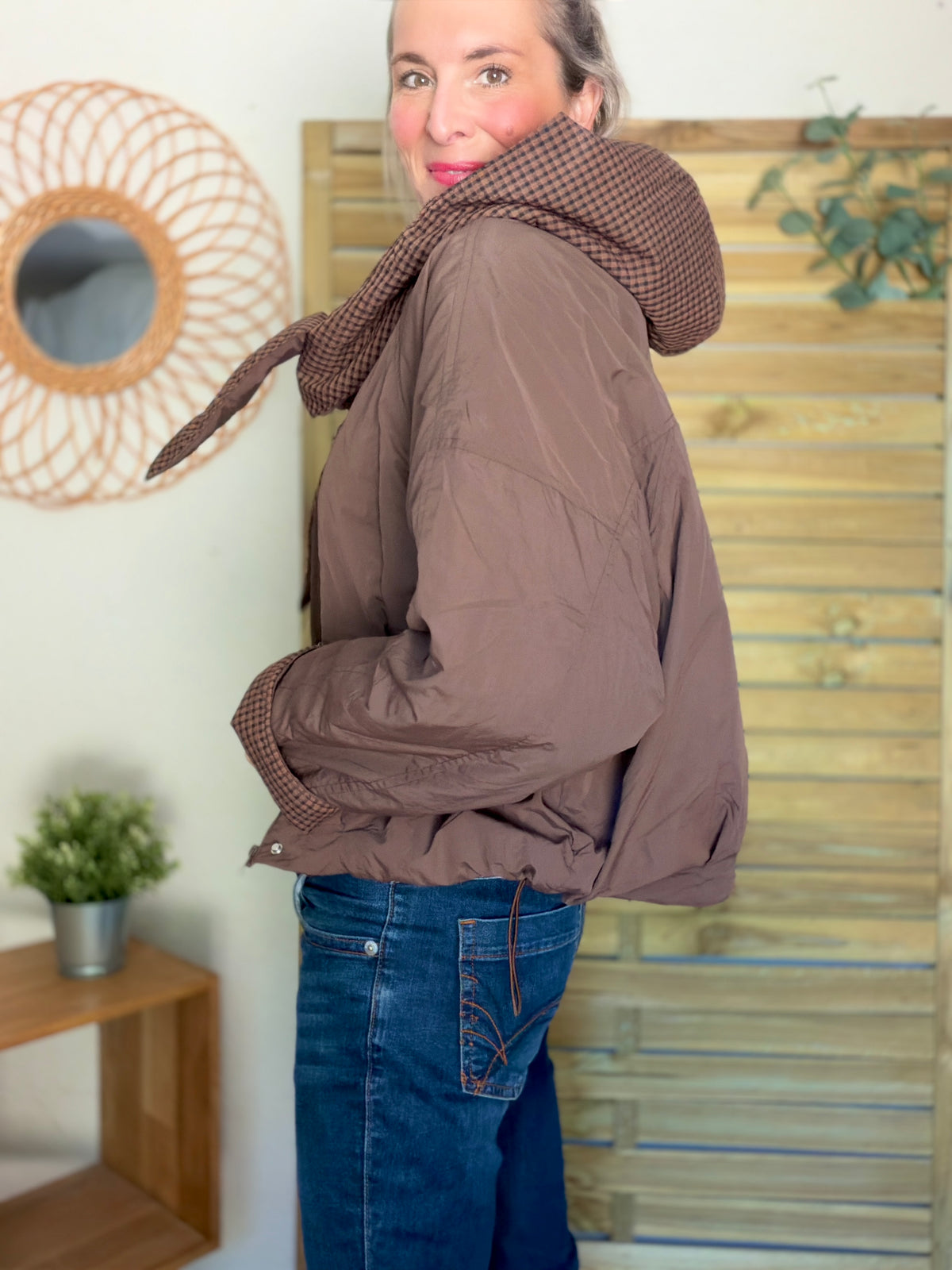 PRÉCOMMANDE (Expédition 22/10) • Veste matelassée capuche amovible réversible ODILE Chocolat