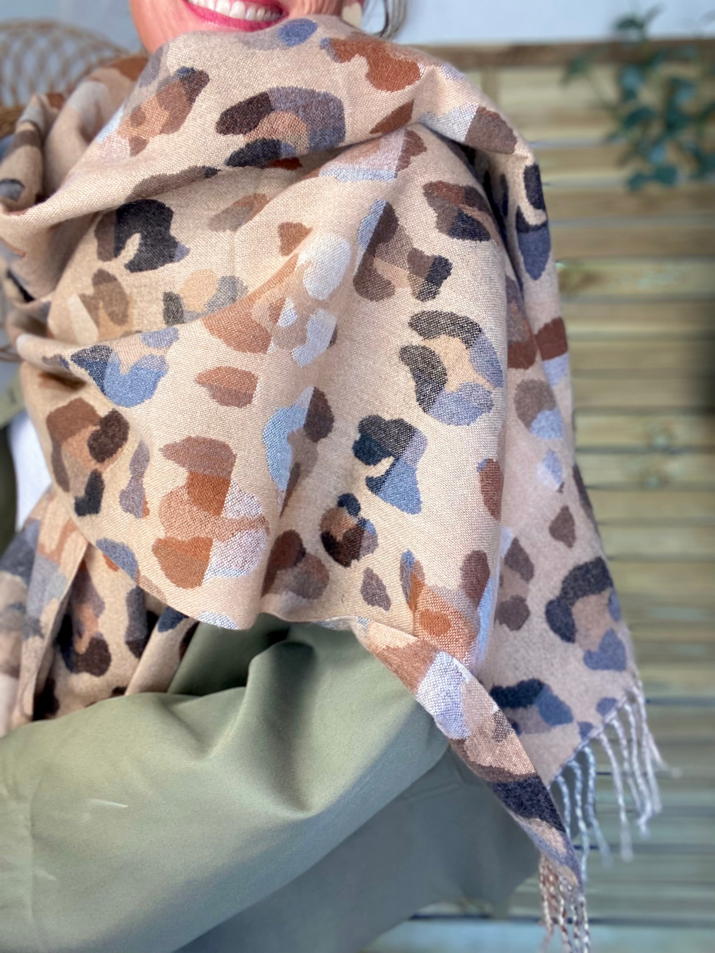 Écharpe douce AGNÈS Léo multico Camel 🐆