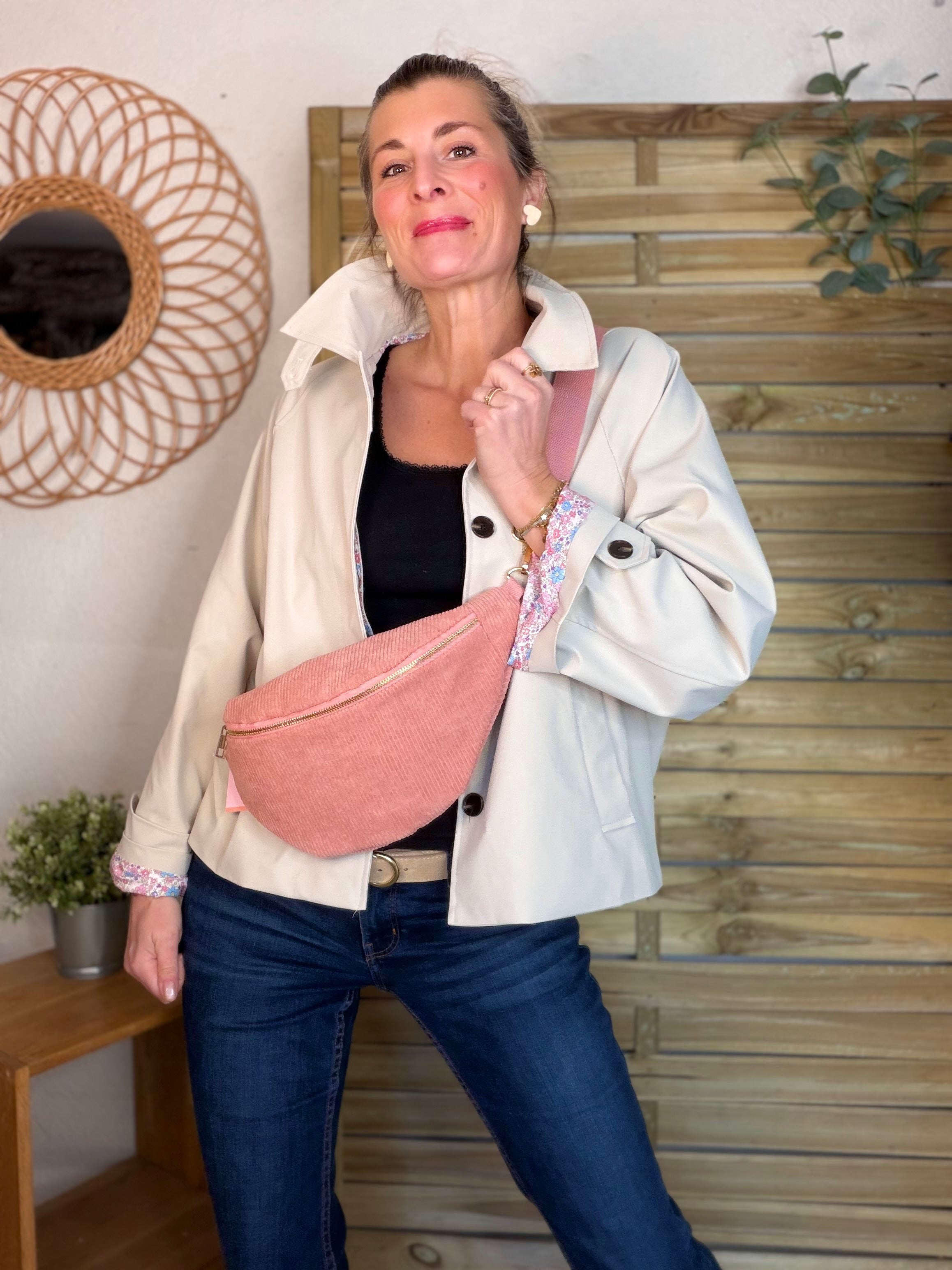 Sac banane XL velours côtelé Ciao Boum - IVY - Rose (20 coloris)