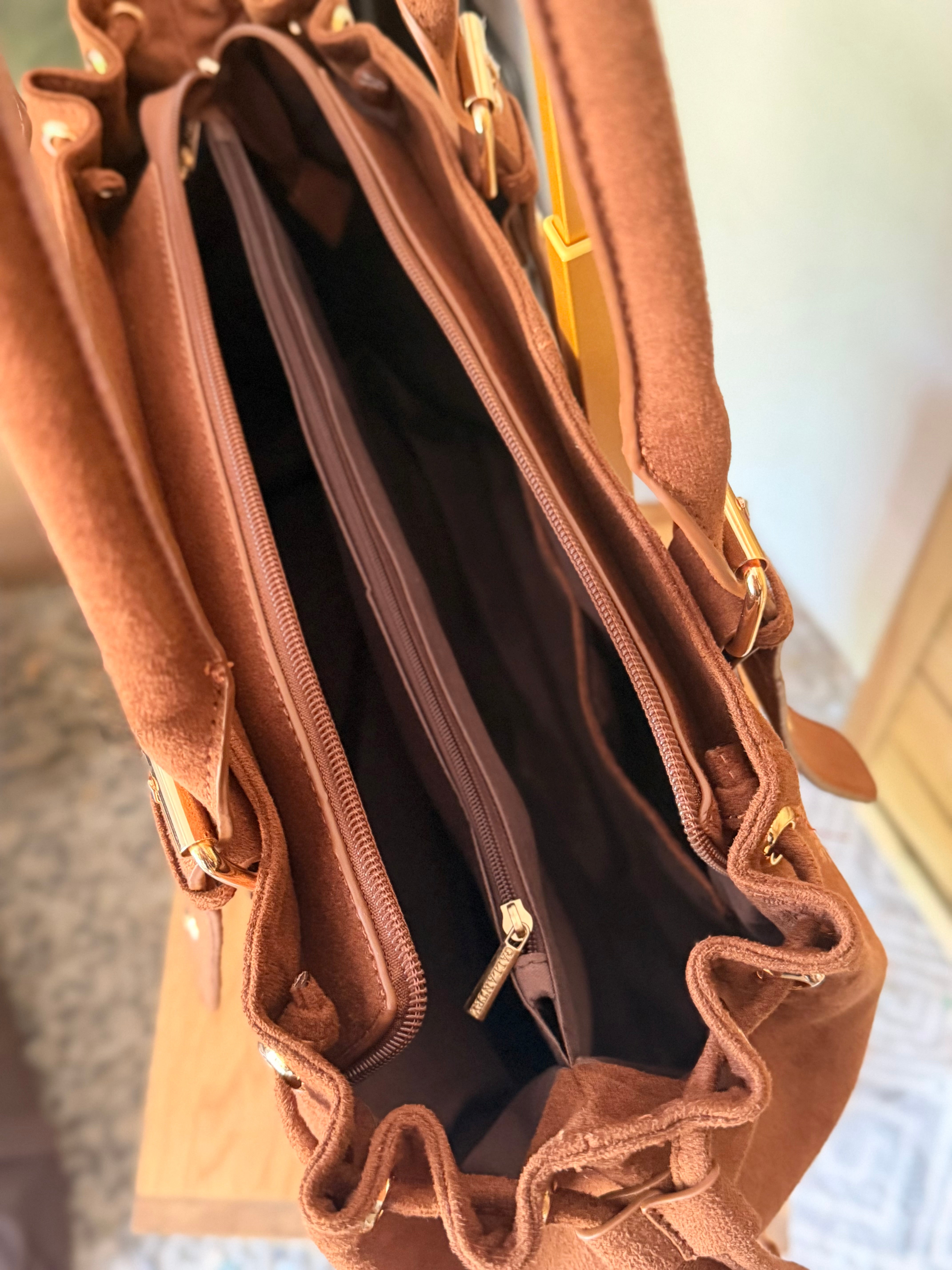 Sac cabas XL simili daim CLÉO Camel